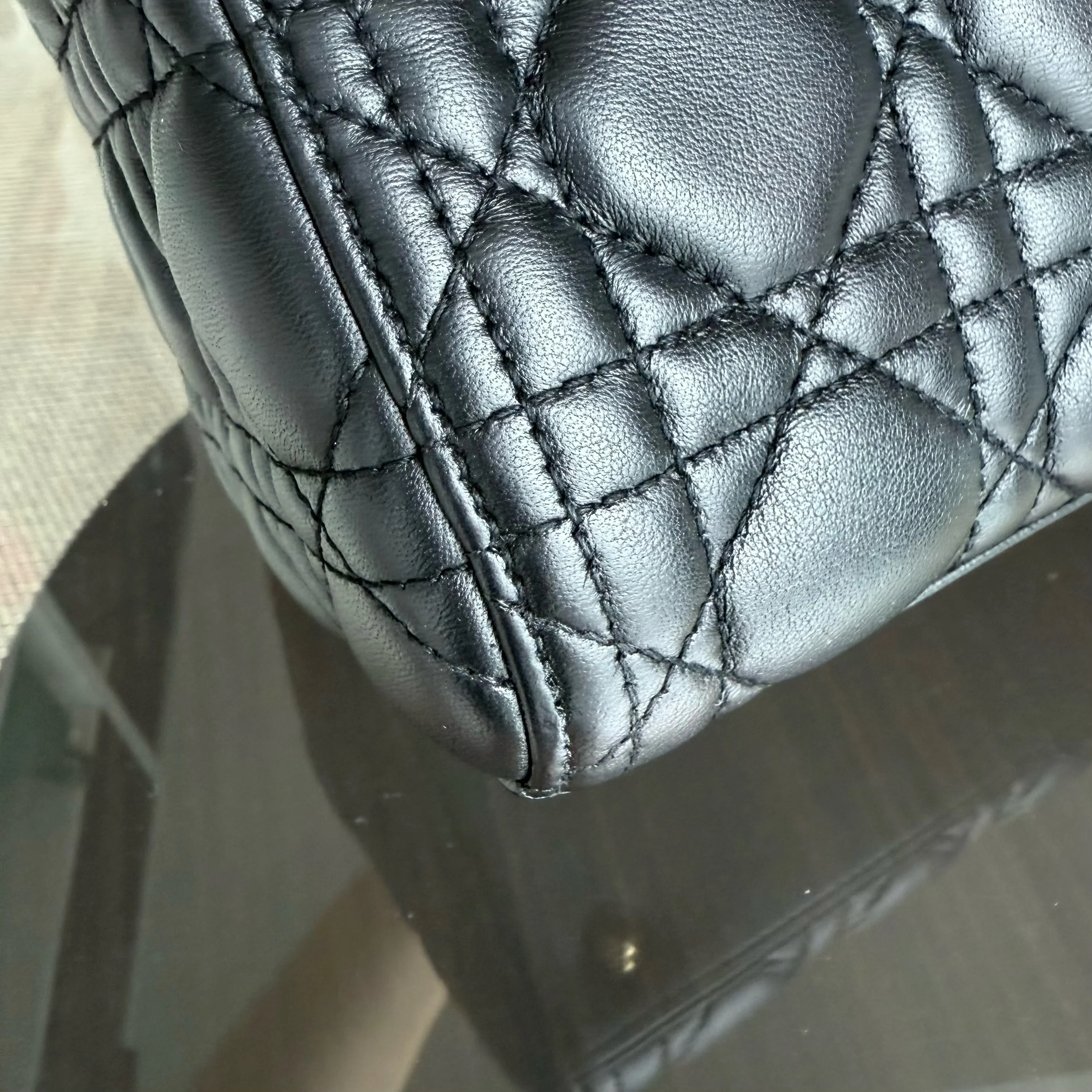 Dior Lady Medium - Cannage Lambskin Black Gold Hardware NO STRAP