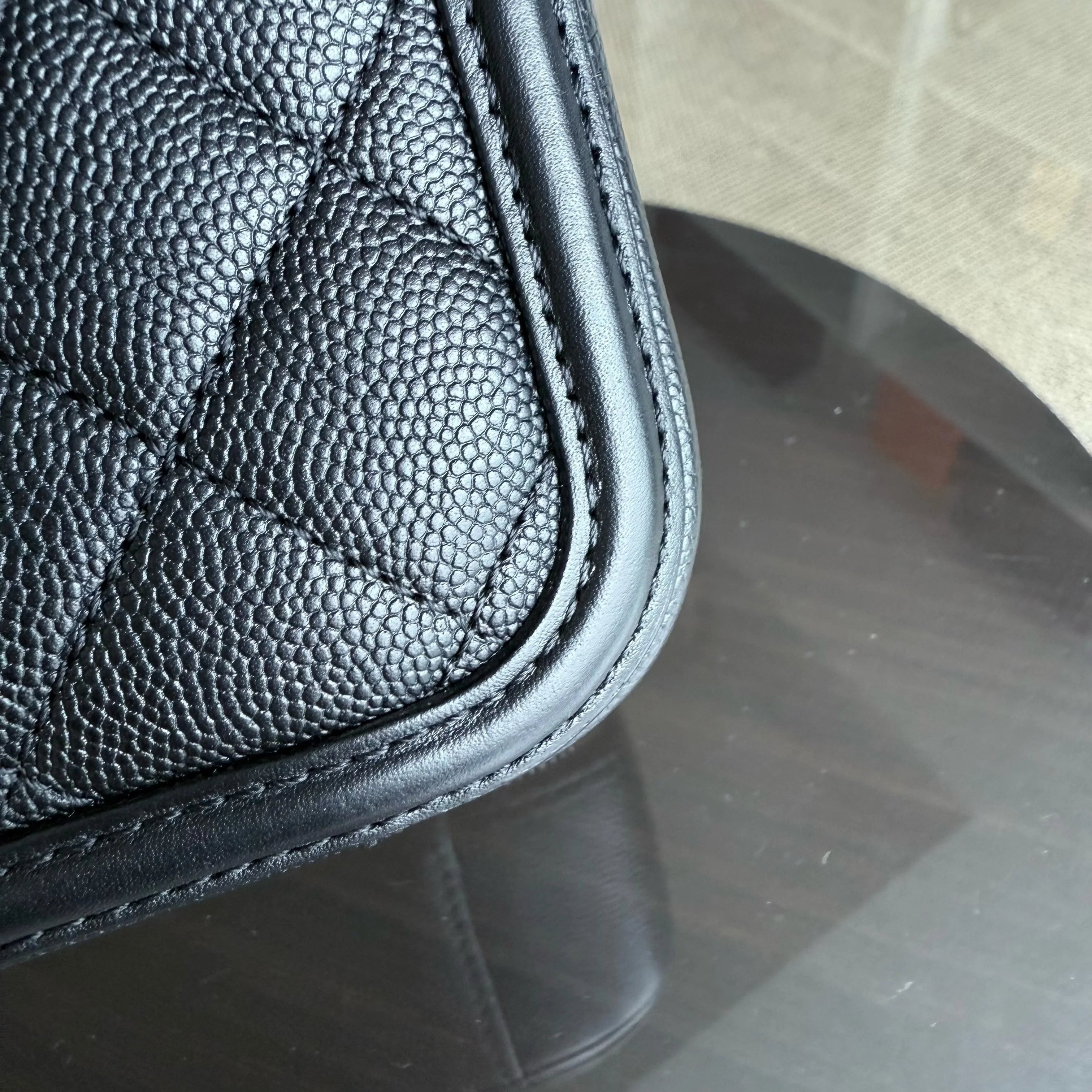 Chanel Filigree Vanity Case Medium - Caviar Quilted Grained Calfskin Black Gold Hardware Series 25