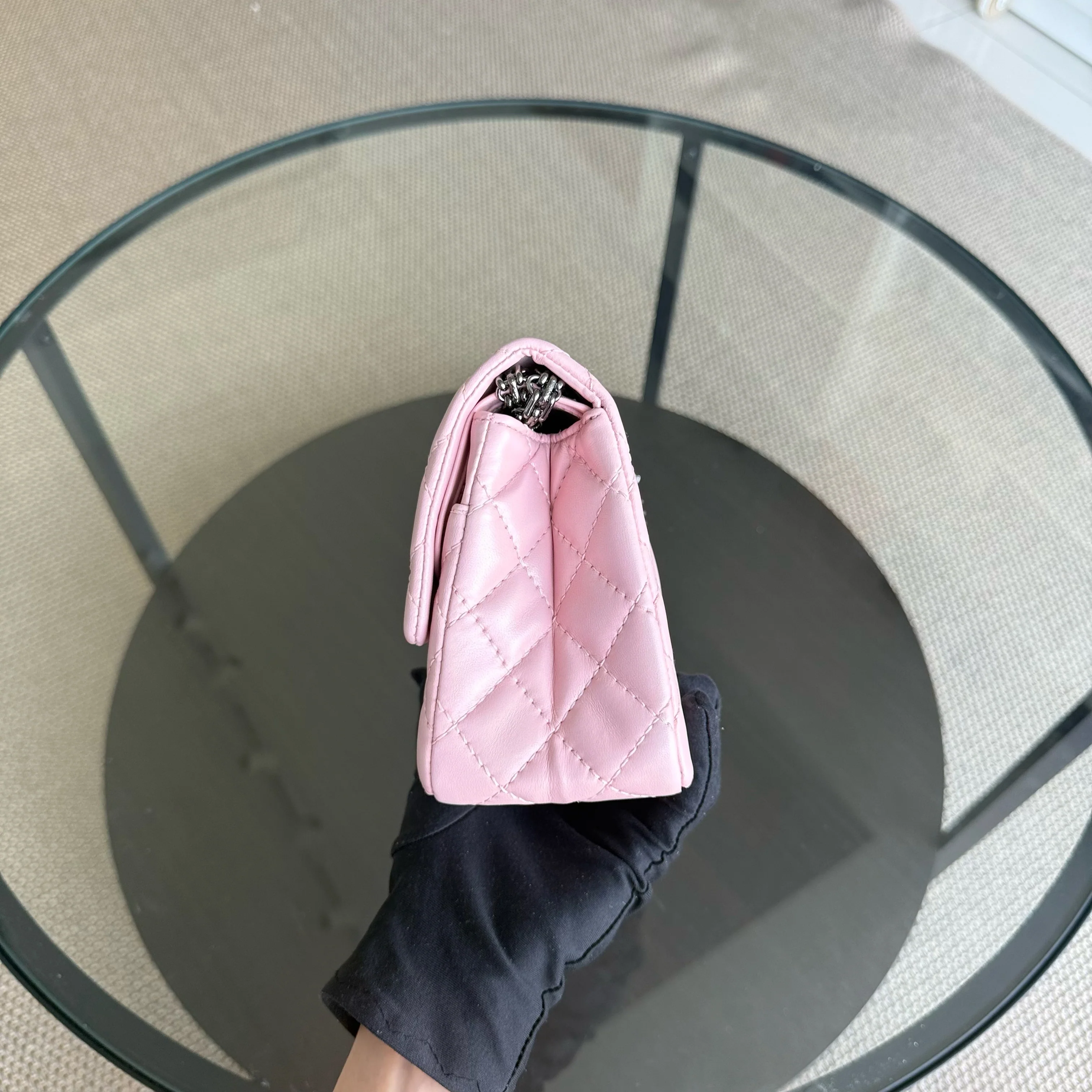 Chanel 2.55 Reissue 225 - 24CM Quilted Lambskin Sakura Light Pink Black Hardware Series 13