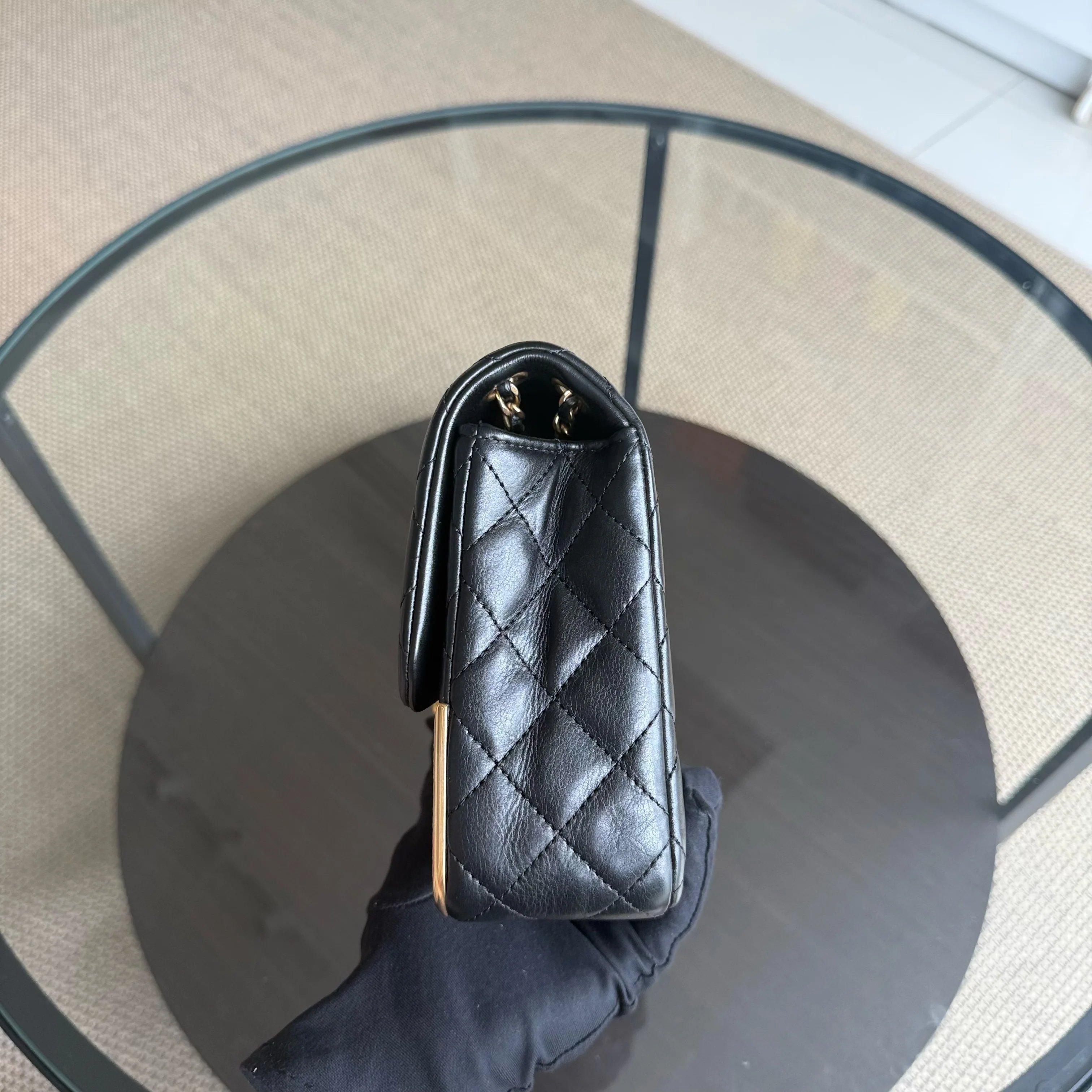 Chanel Classic Flap Seasonal  Medium- Rock The Corner Quilted Calfskin Black Gold Hardware Series 24