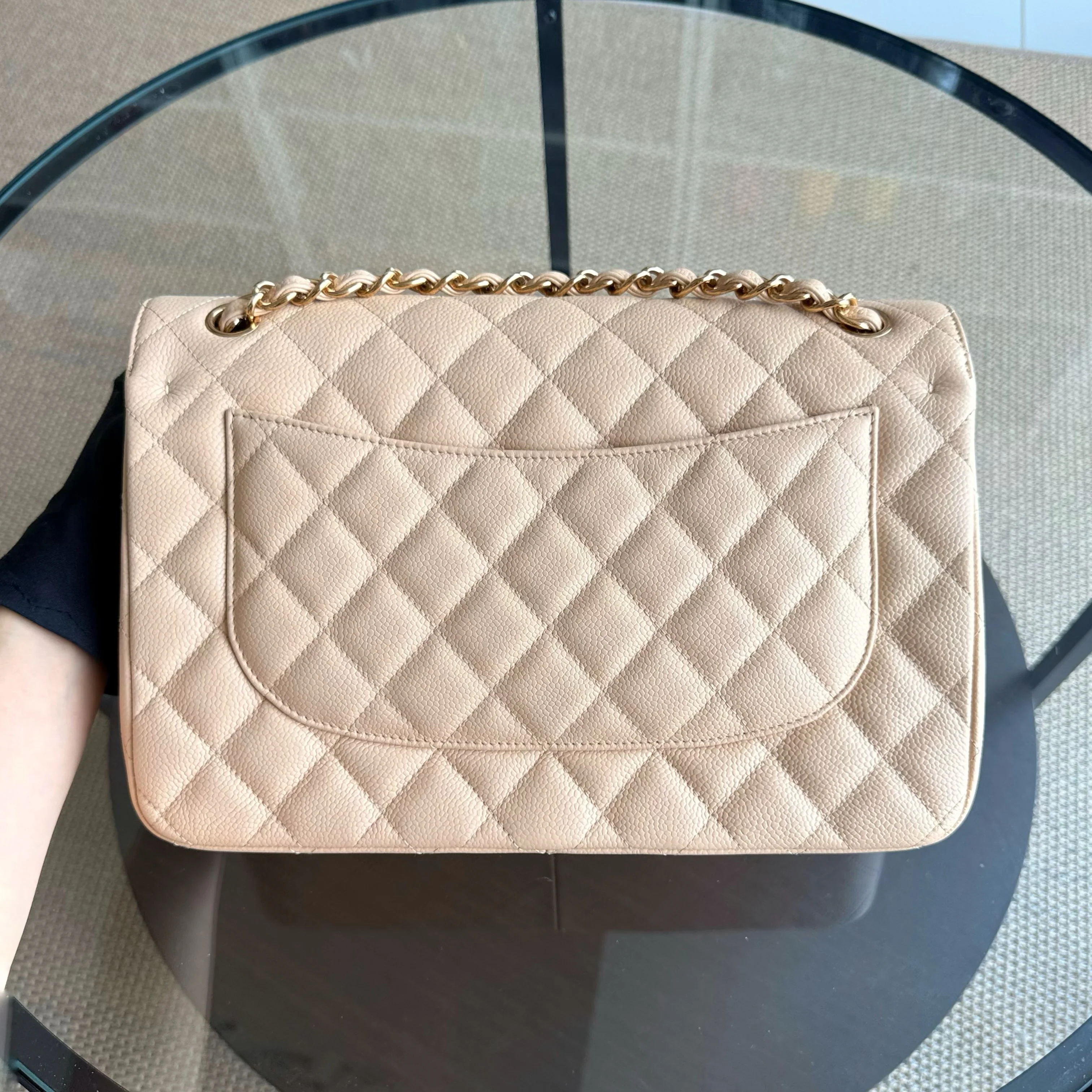 Chanel Classic Flap Jumbo - Caviar Quilted Double Flap Light Beige Gold Hardware