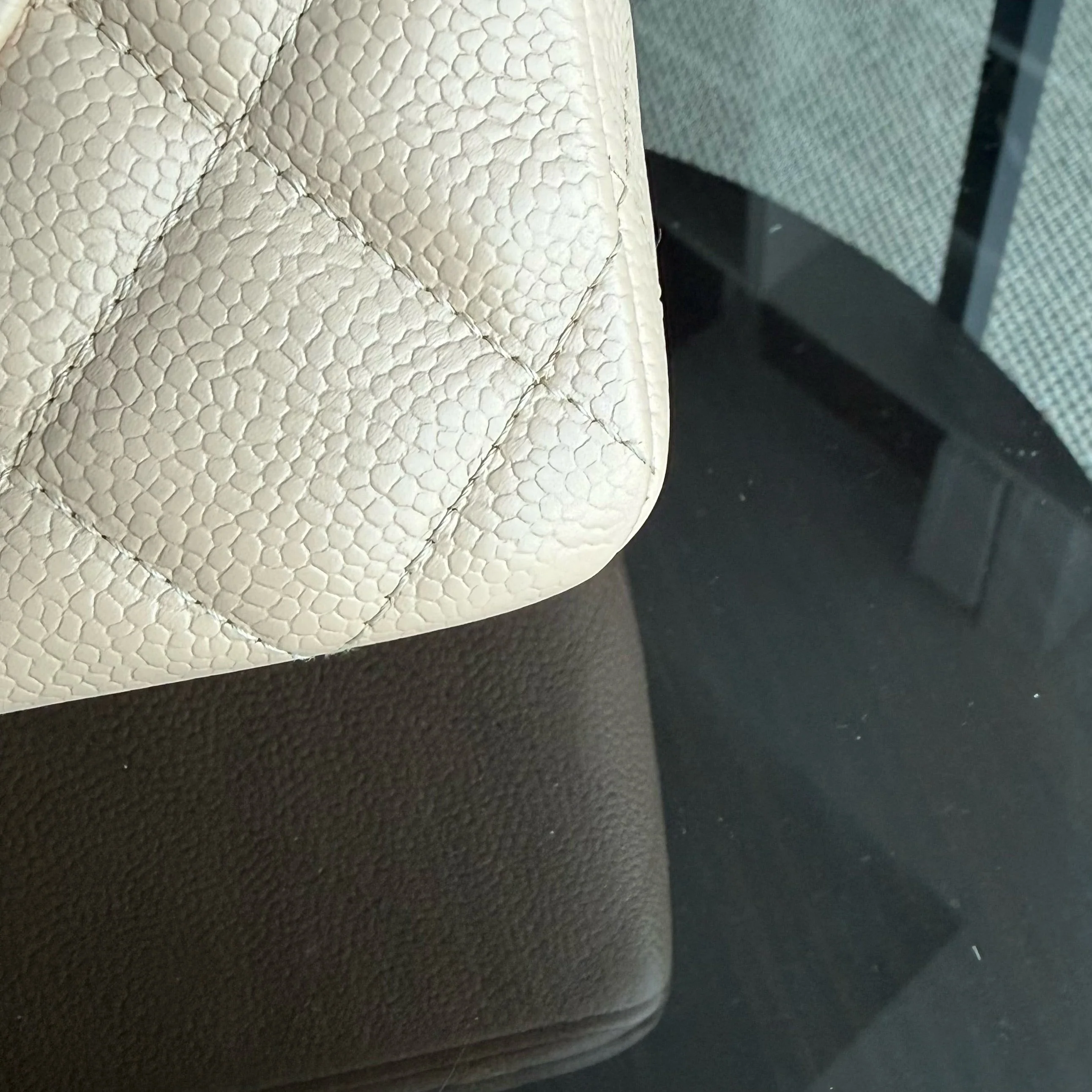 Chanel Classic Flap Jumbo - Caviar 30CM Single Flap Quilted Beige 24K Gold Hardware Series 12