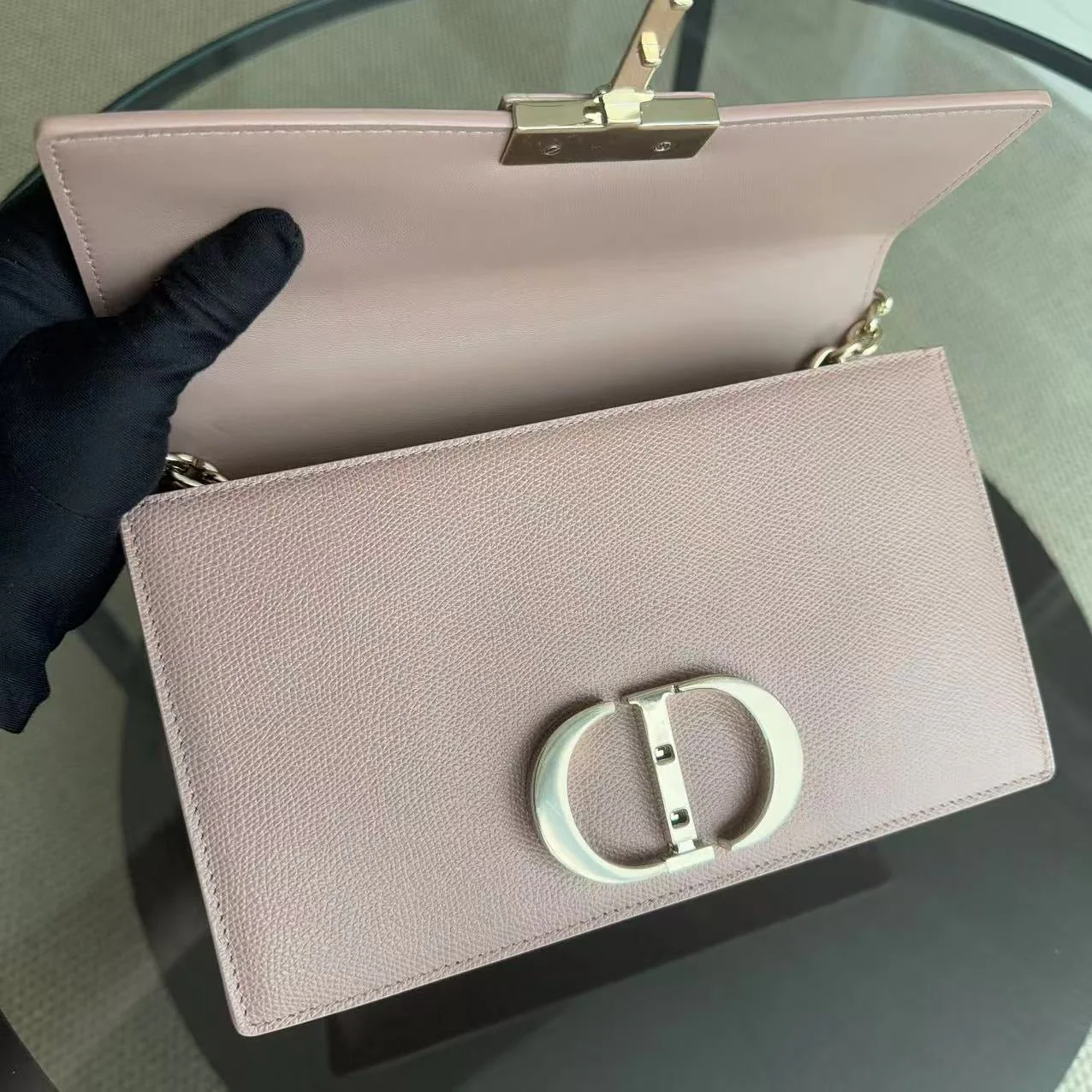 Dior 30 Montaigne Chain Bag - Caviar Grained Calfskin Nude Pink Gold Hardware