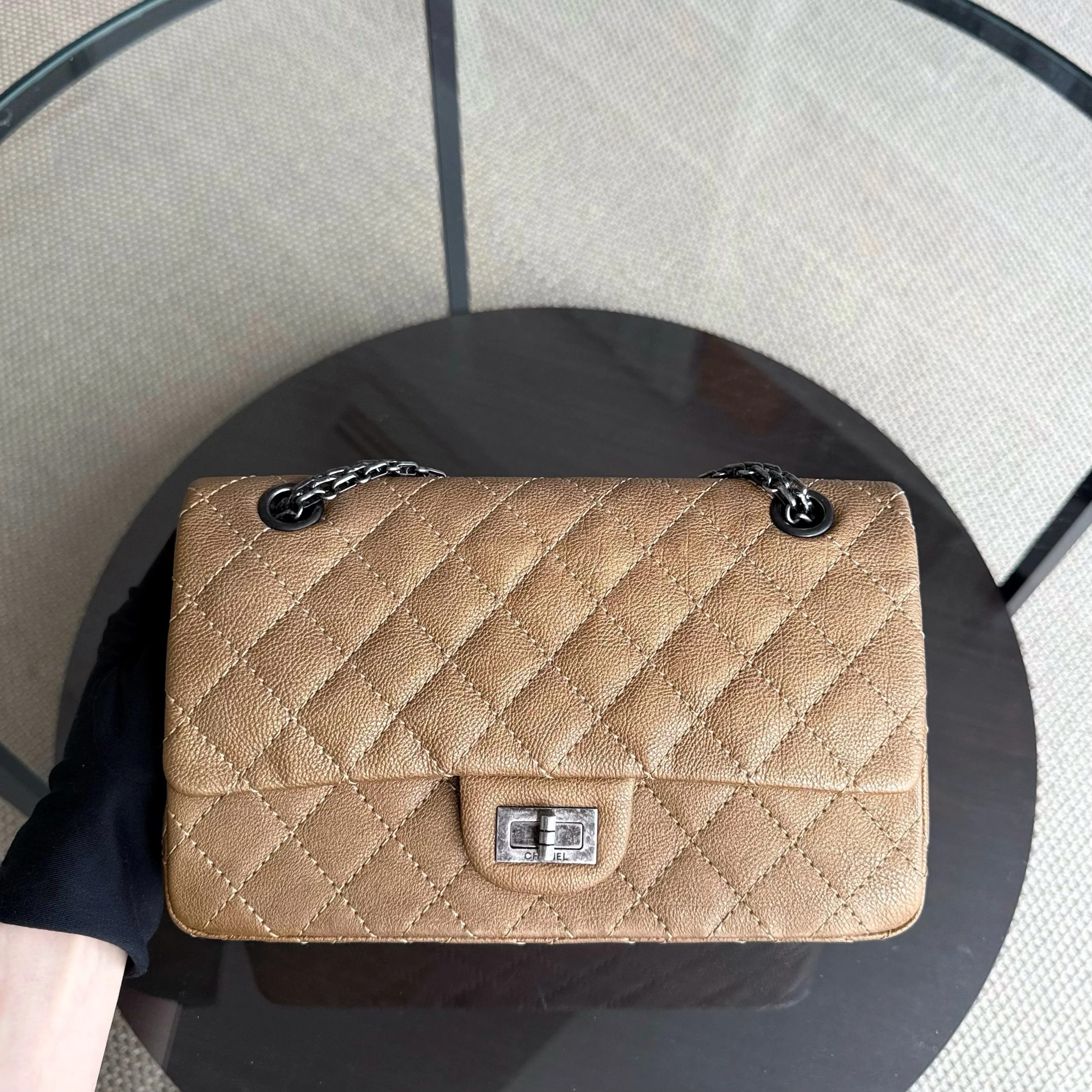 Chanel 2.55 Reissue 225 - Caviar 24CM Quilted Grained Calfskin Brown Ruthenium Silver Hardware Series 17