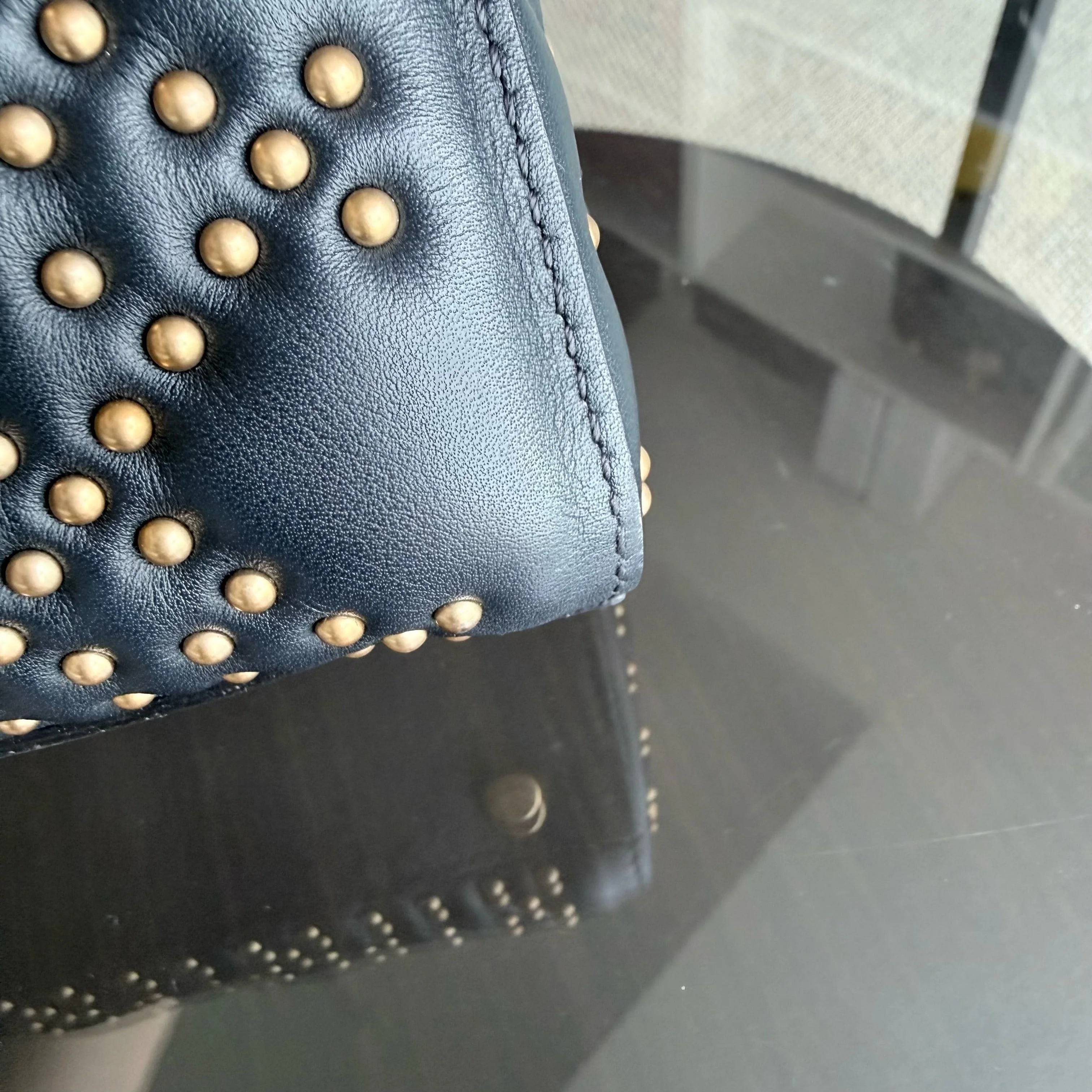 Dior Lady Small Flap - Cannage Calfskin Studded Black Gold Hardware