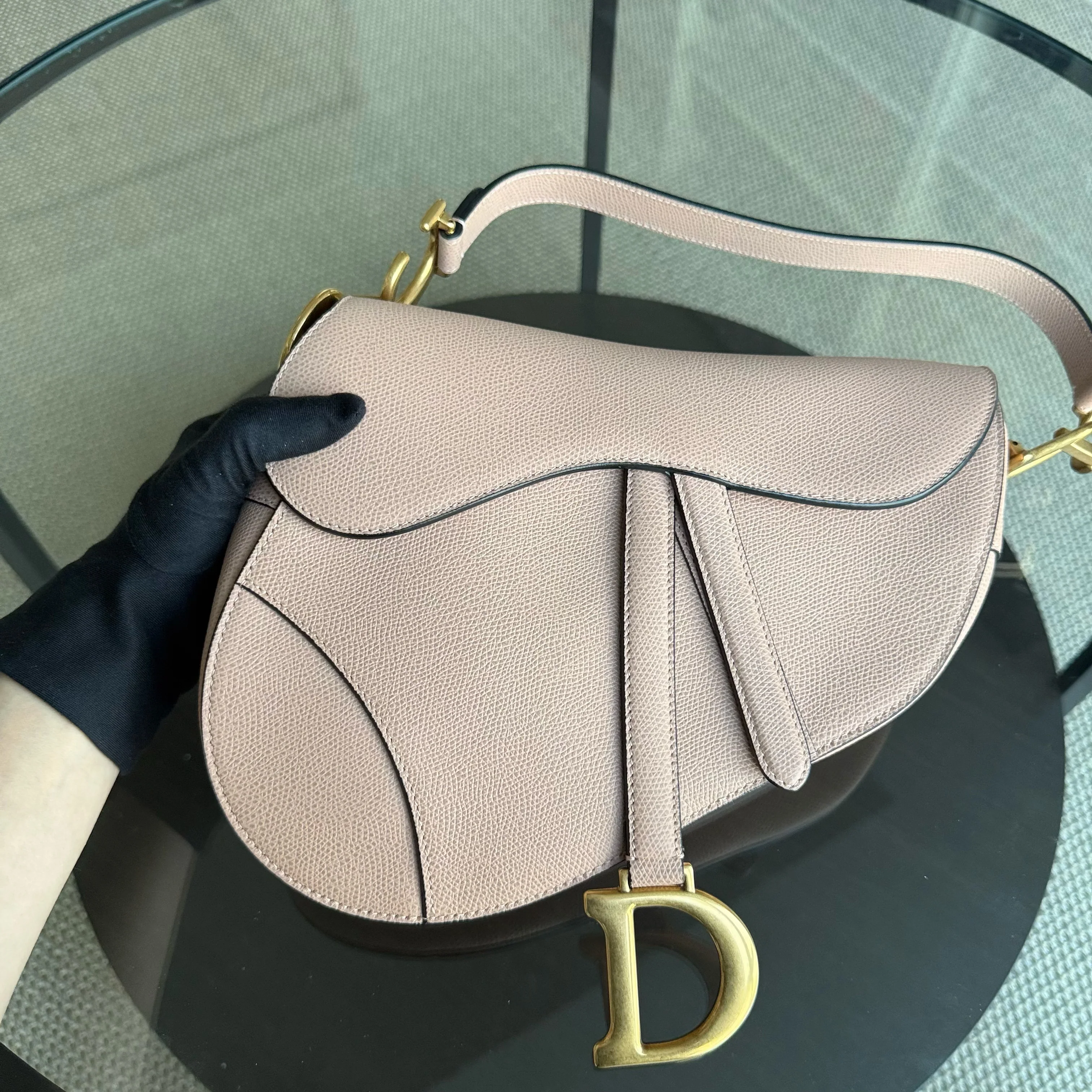 Dior Saddle Medium - Grained Calfskin Nude Pink Blush Gold Hardware