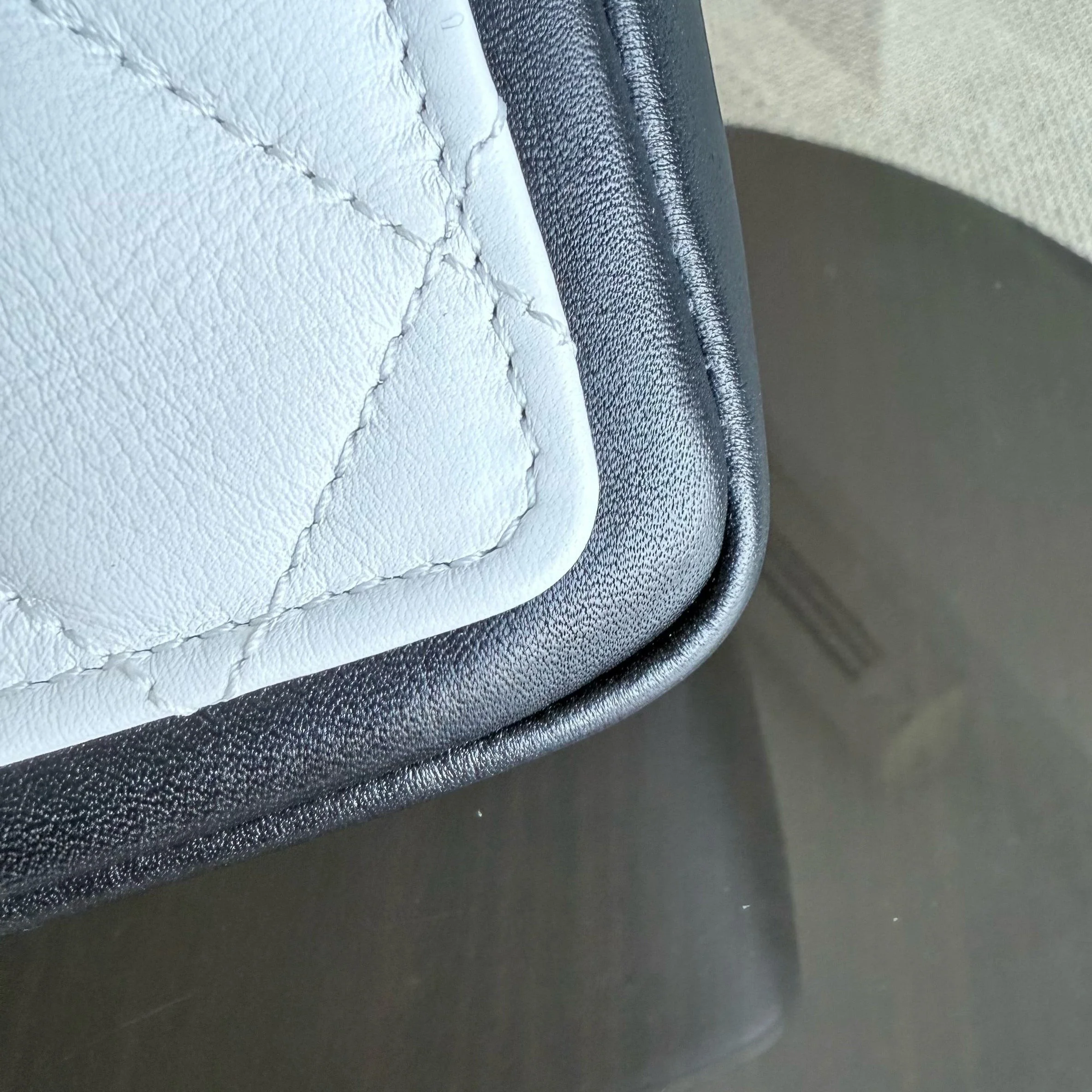 Chanel Seasonal Flap - 25CM Quilted Lambskin Bi-Color White Black Gold Hardware