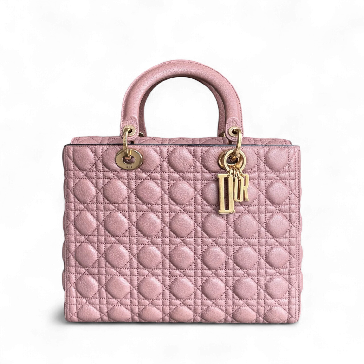 DIor Lady Large - Cannage Grained Calfskin Blush Gold Hardware NO STRAP