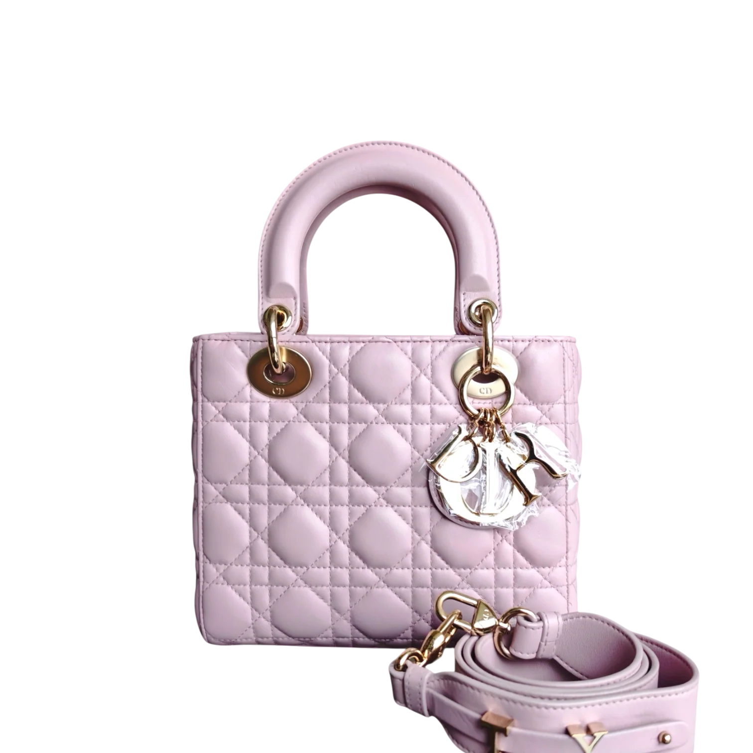 Dior Lady Small - Cannage Lambskin Pink Gold Hardware