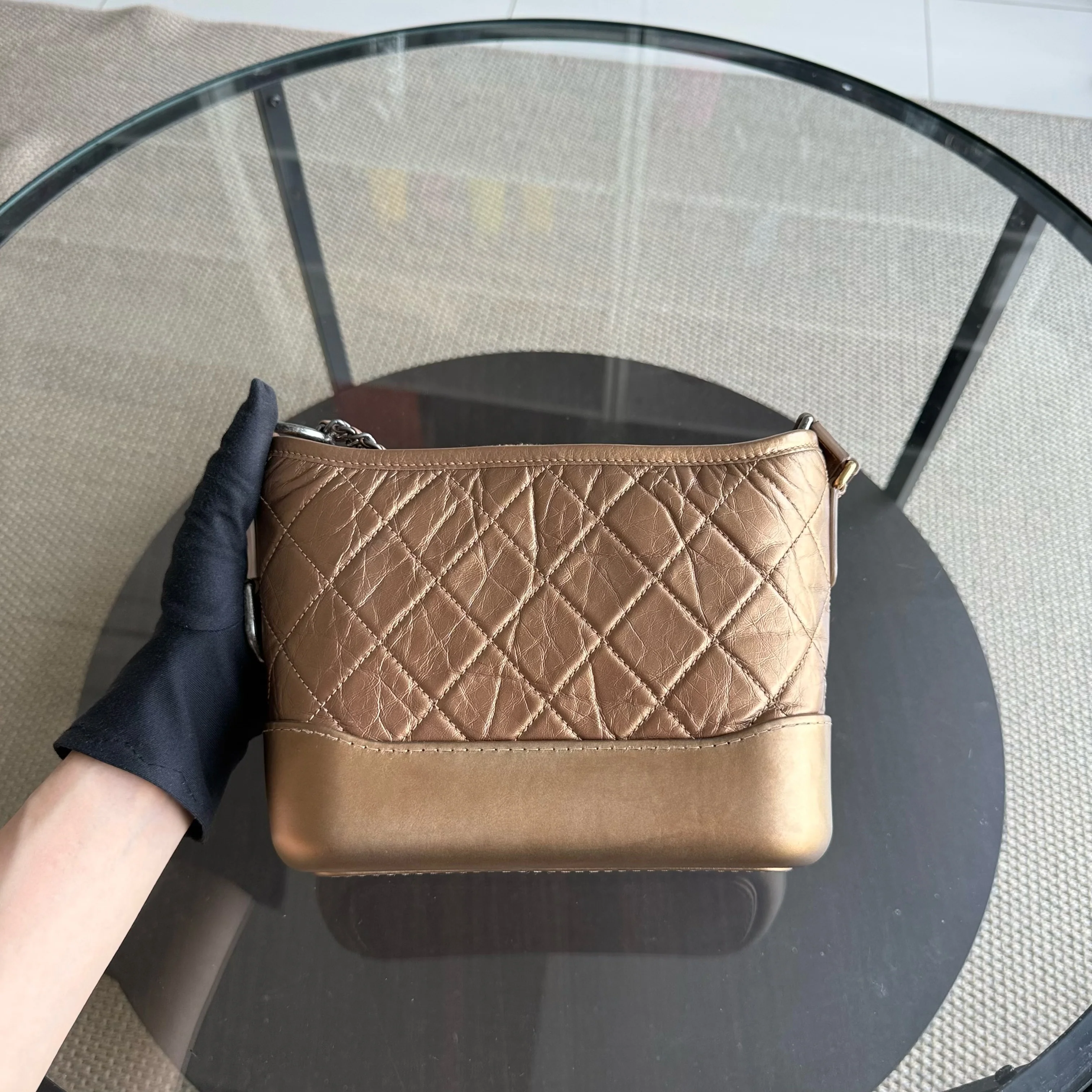 Chanel Gabrielle Small - Quilted Calfskin Bronze Gold Two-Tone Hardware Series 23