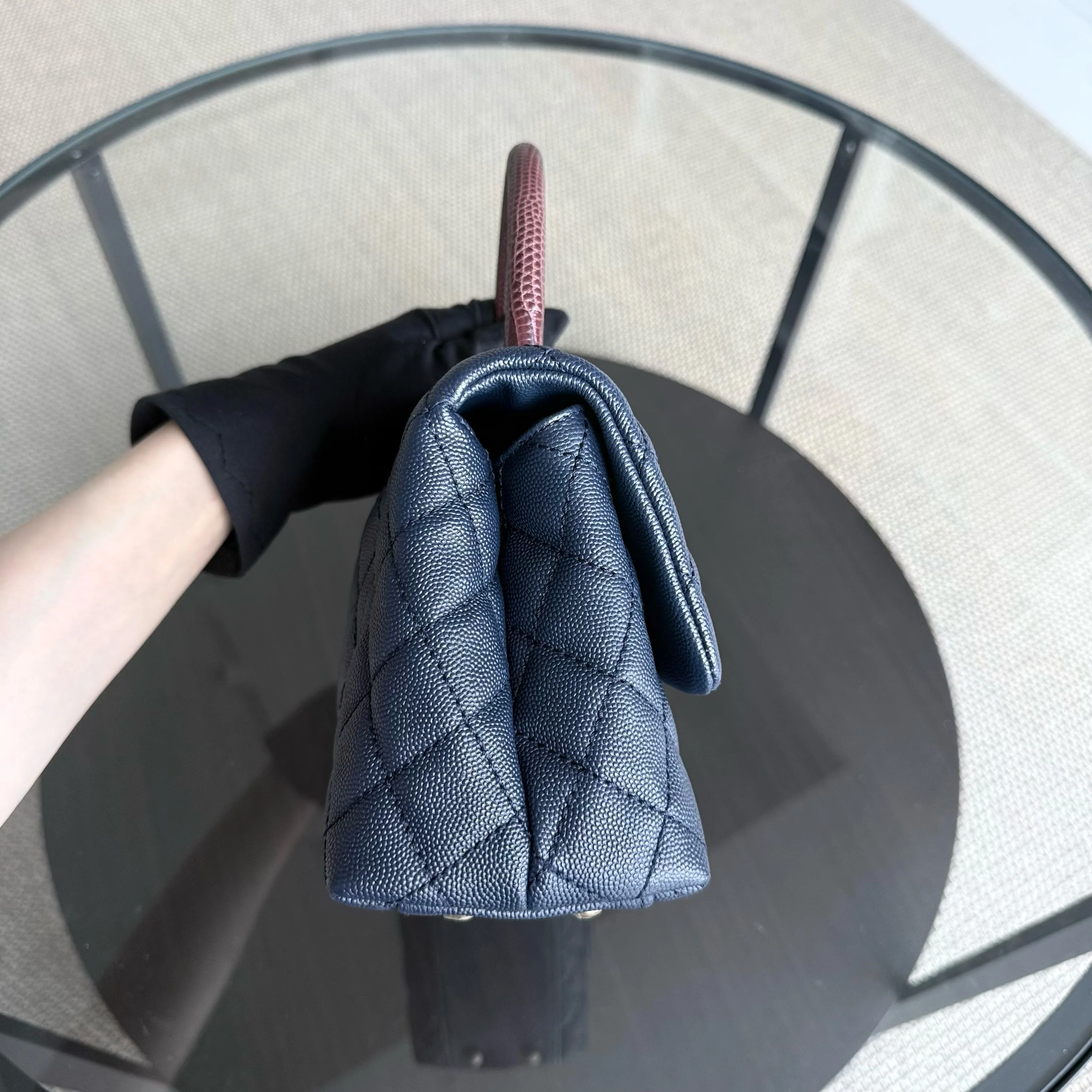 Chanel Coco Handle Small - Caviar Quilted Grained Calfskin Dark Blue Gold Hardware Series 24