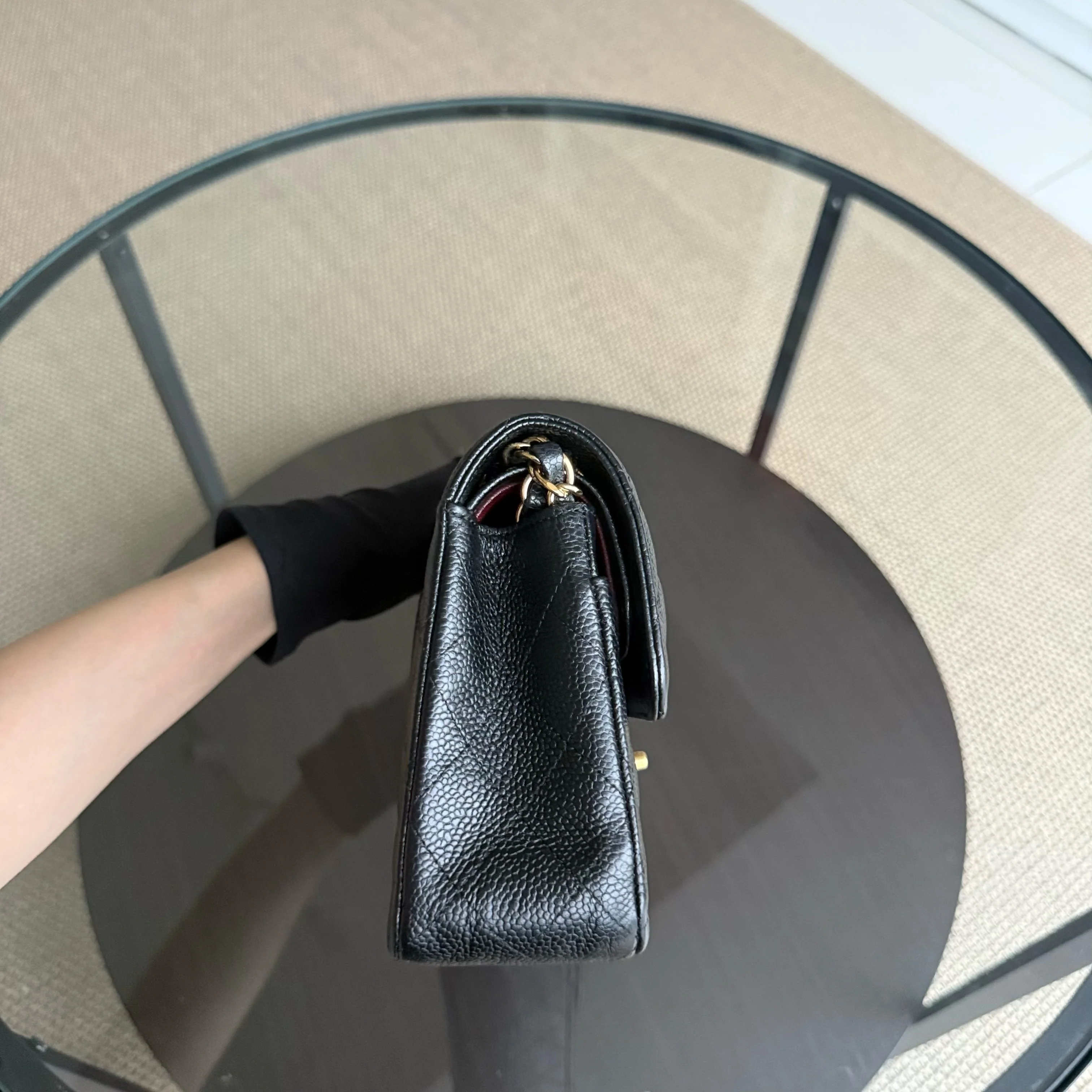 Chanel Classic Flap Small - Caviar 23CM Quilted Grained Calfskin Black Gold Hardware Series 24