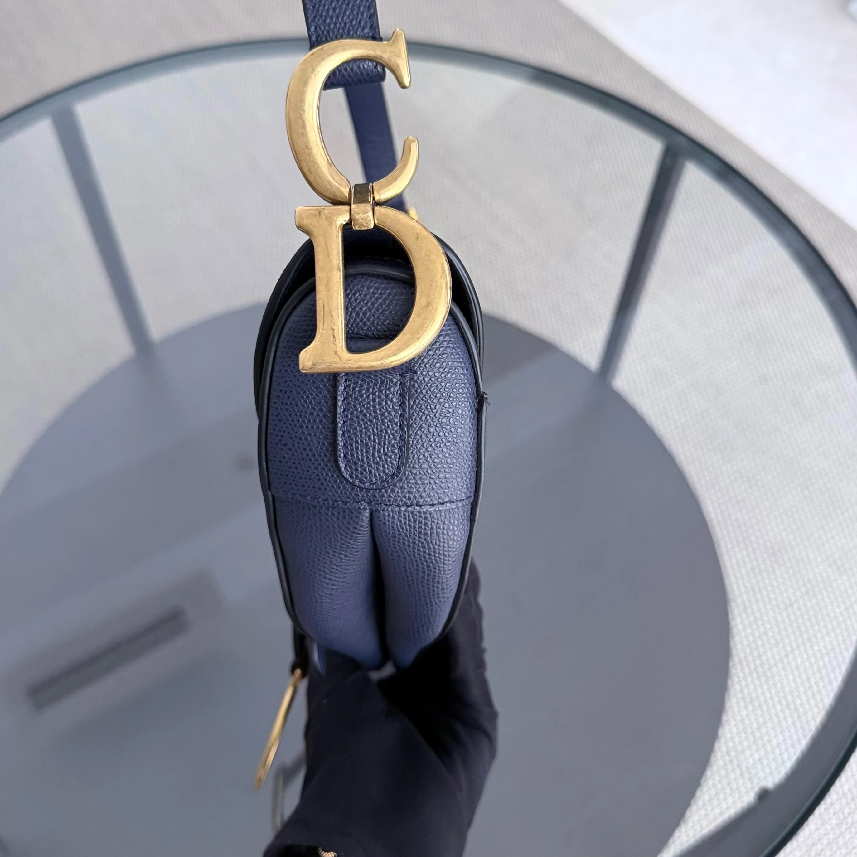 Dior Saddle Medium - Caviar Dark Blue Gold Hardware