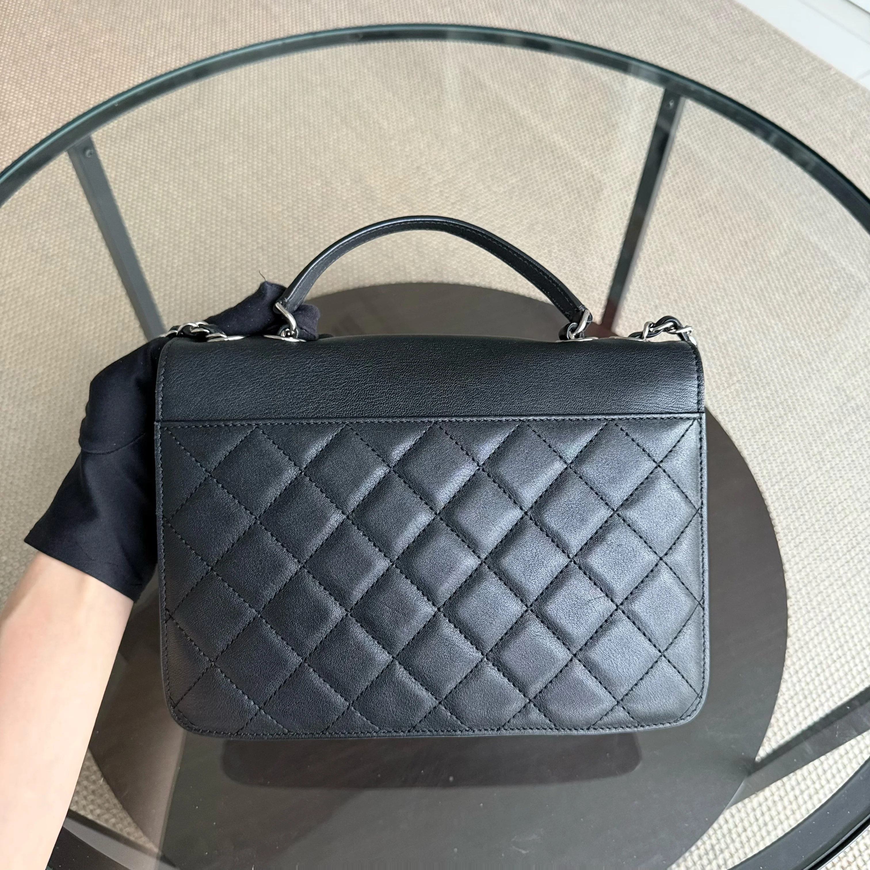 Chanel Medium CC Box Flap - Quilted Calfskin Black Silver Hardware Series 25