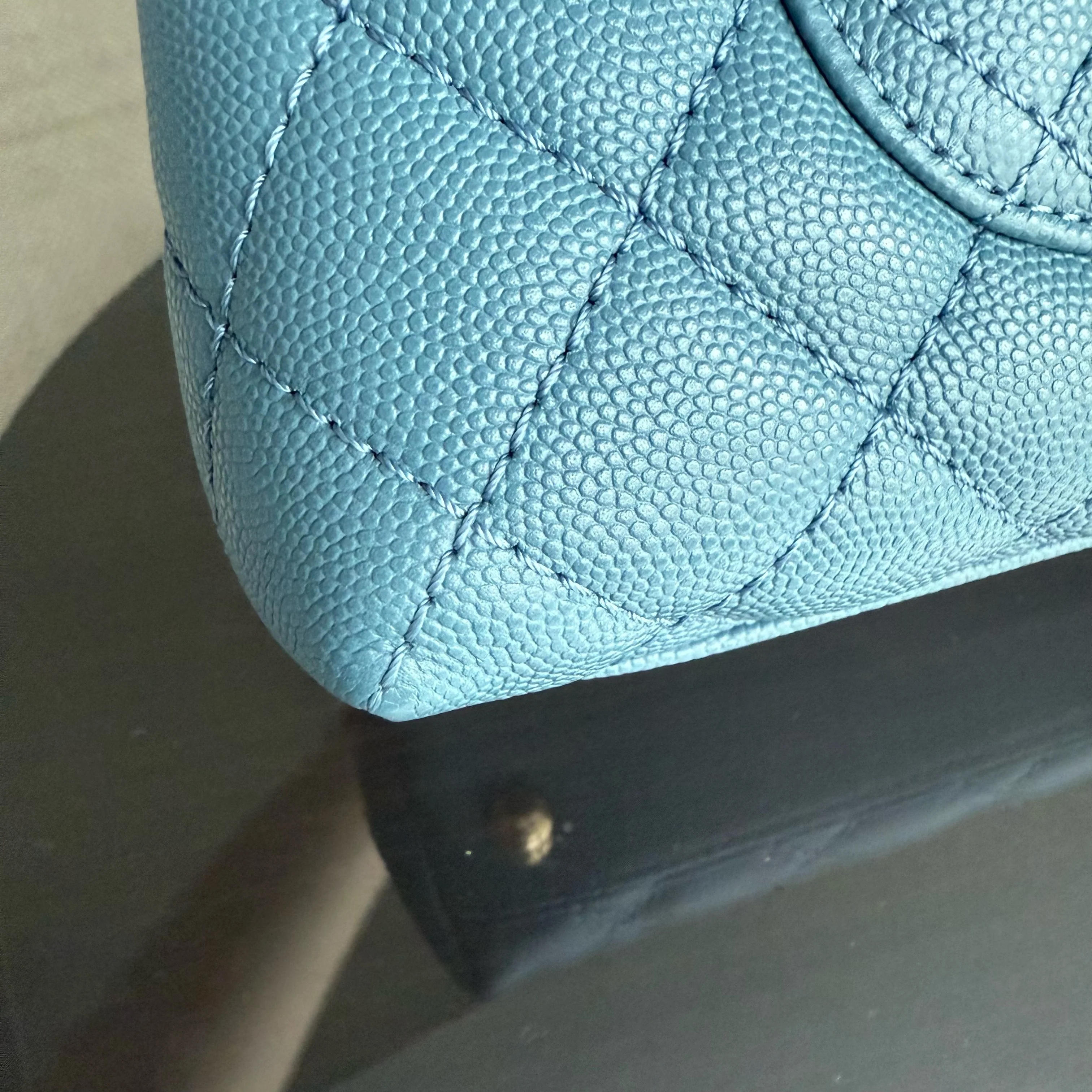 Chanel Coco Handle Small - Caviar 25CM Quilted Blue Gold Hardware Series 25