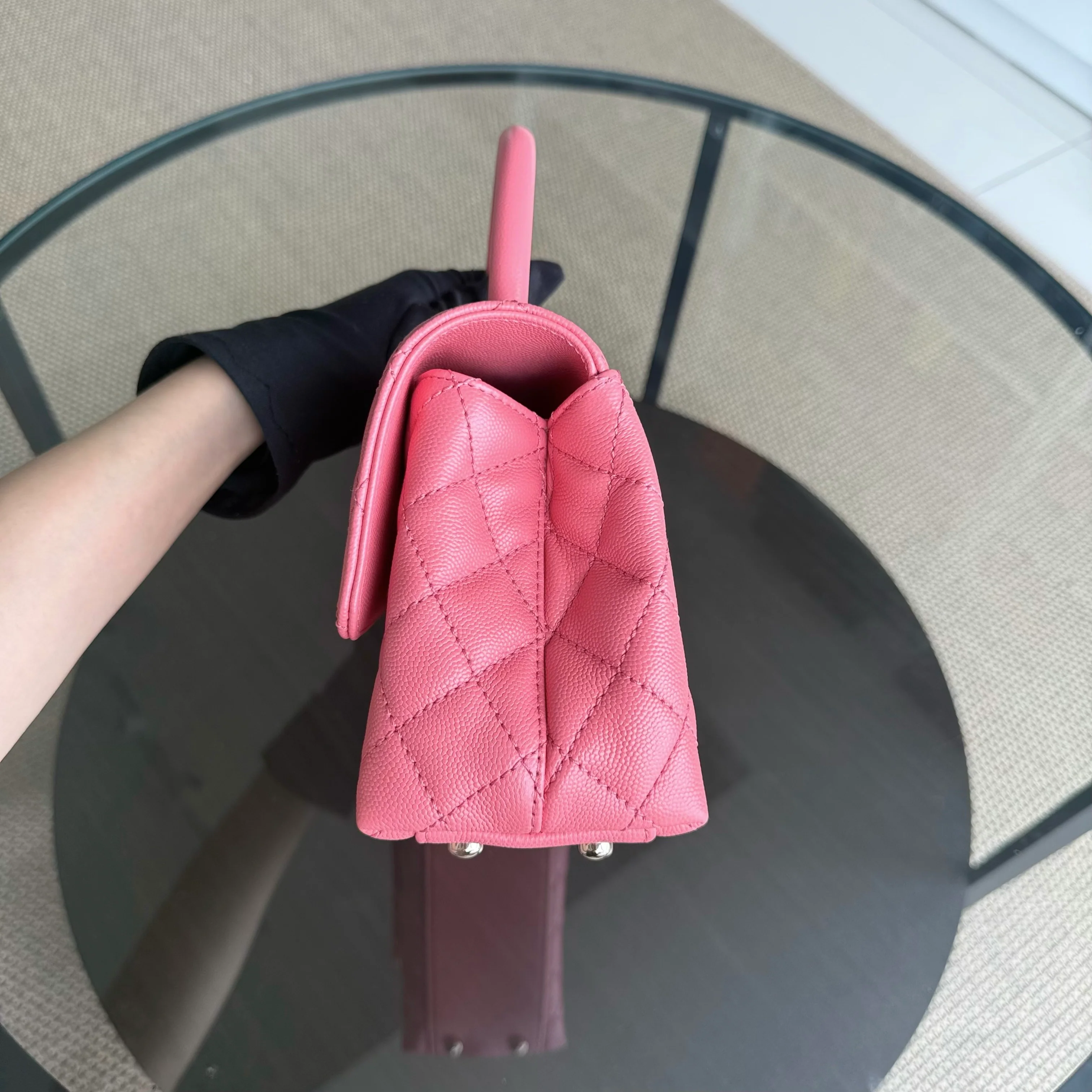 Chanel Coco Handle Small Microchip - Caviar Quilted Pink Gold Hardware