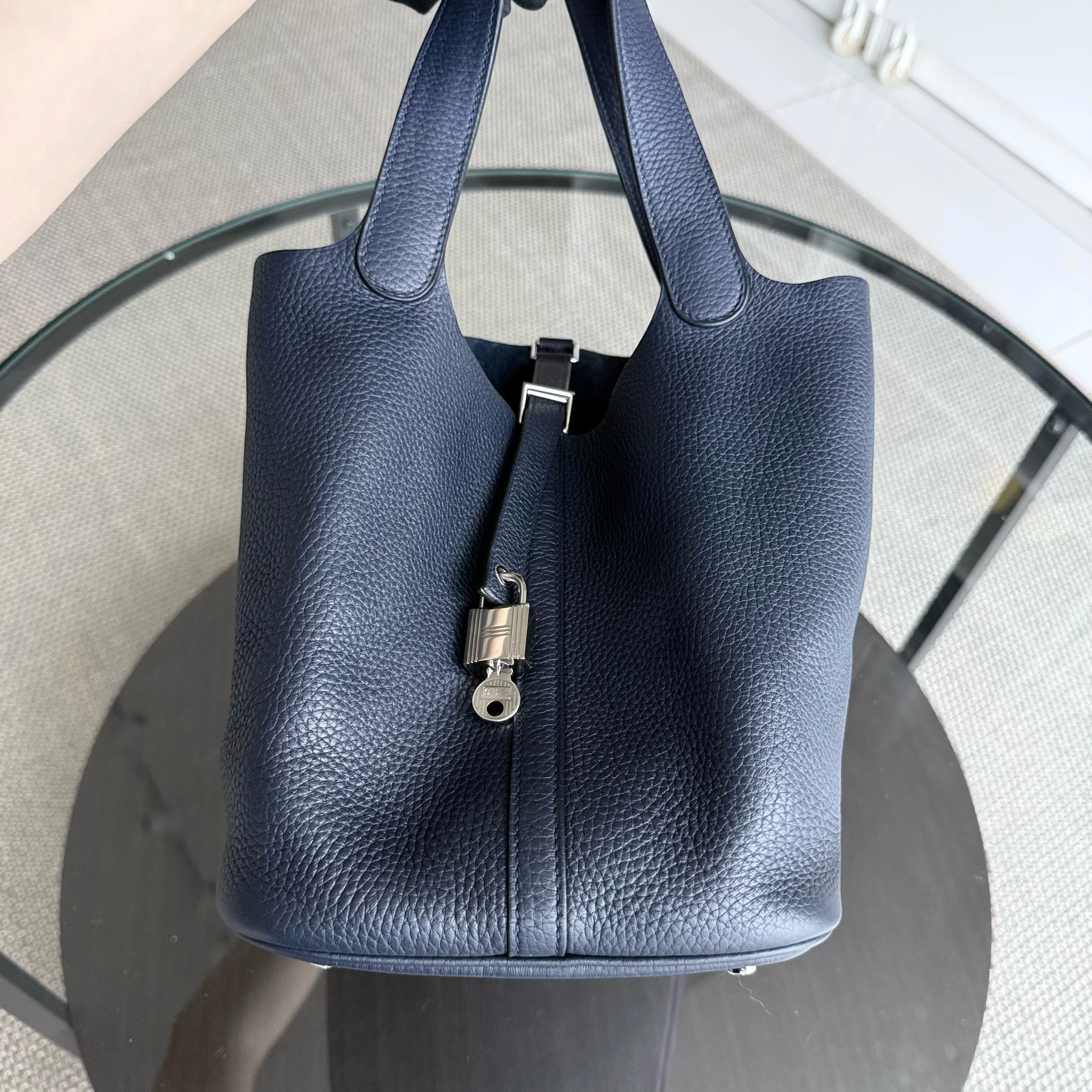 Hermes Picotin 22 - Midnight Blue Clemence Leather Silver Hardware Stamp X