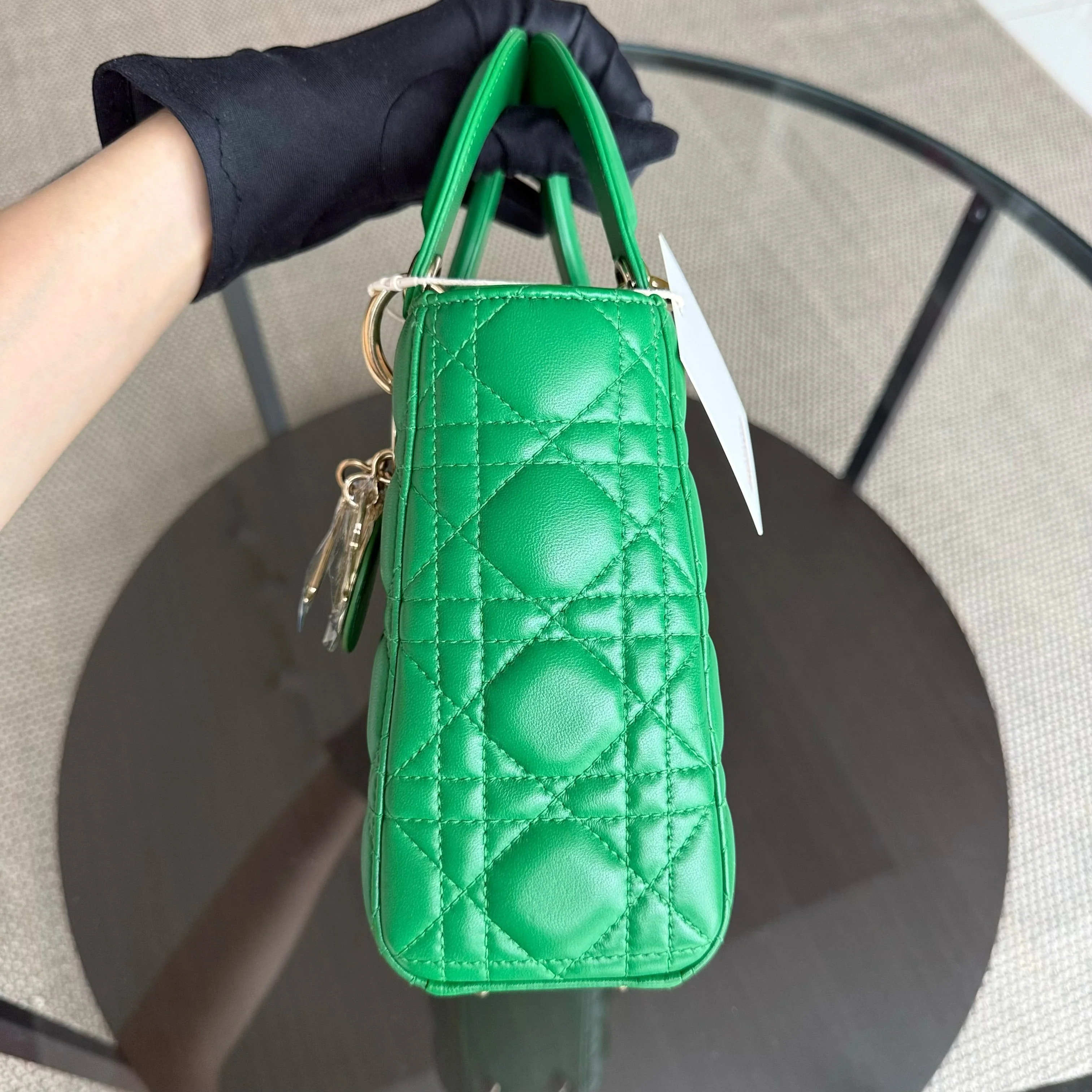 Dior Lady Small Flap - Cannage Lambskin Green Gold Hardware