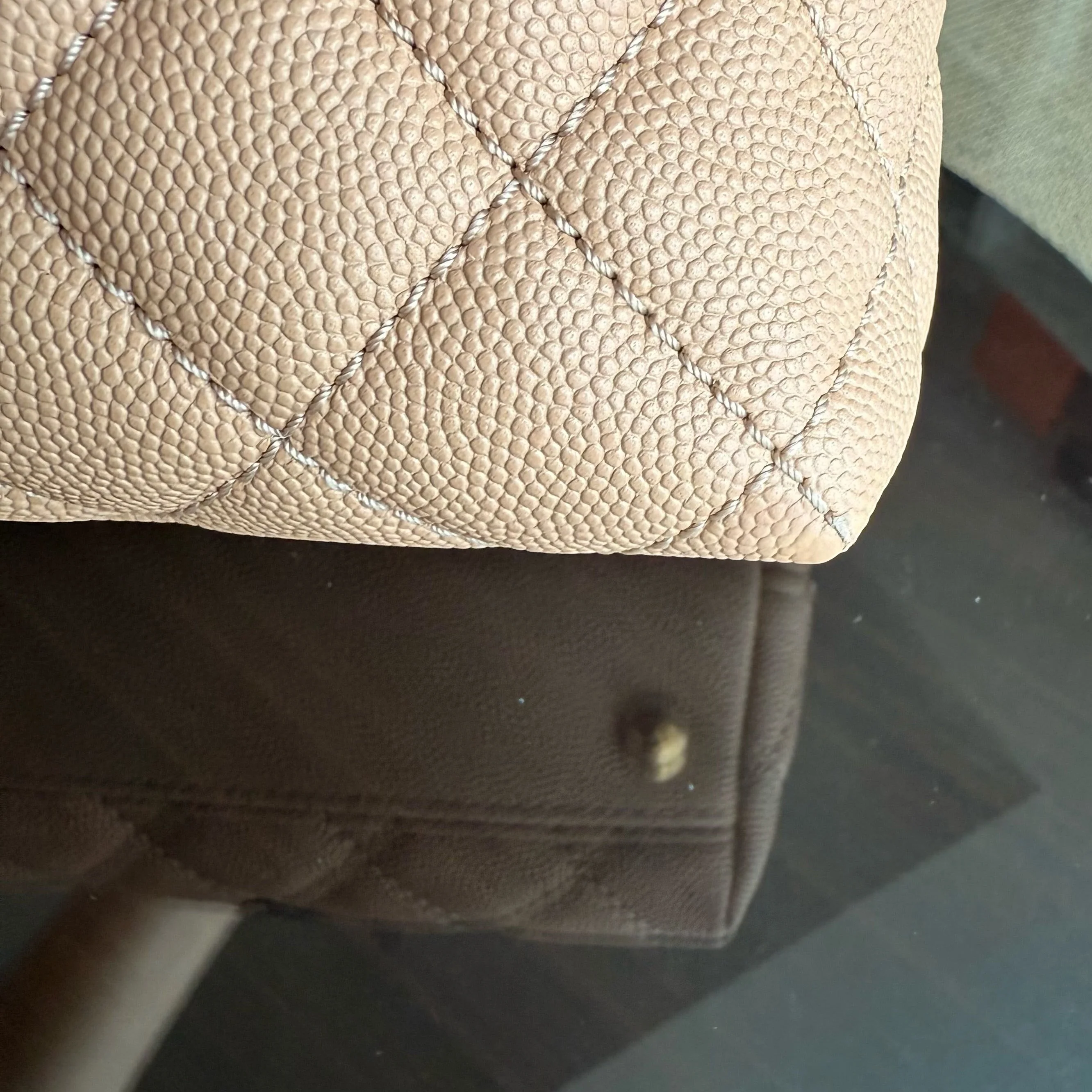 Chanel Coco Handle Medium - Caviar Quilted Beige Gold Hardware