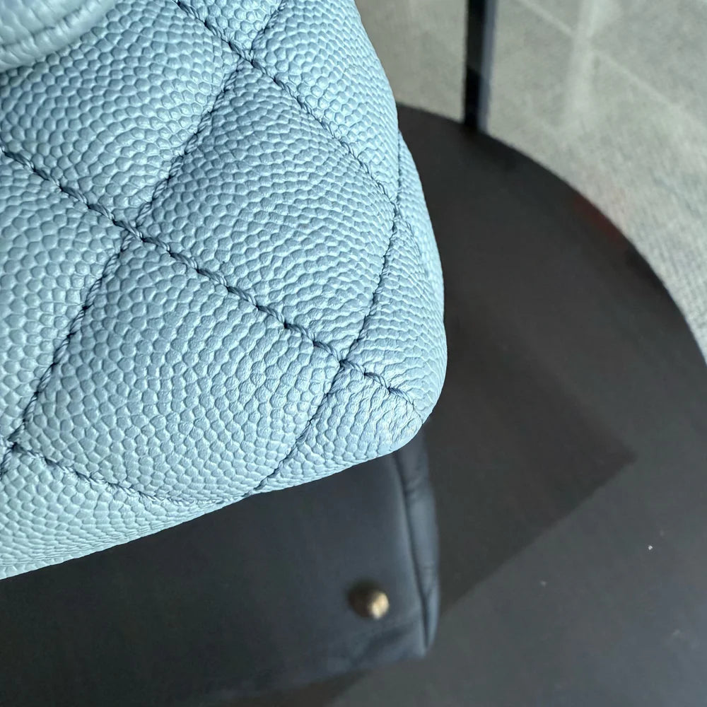 Chanel Coco Handle Medium - Caviar 29CM Quilted Sky Blue Gold Hardware Series 27