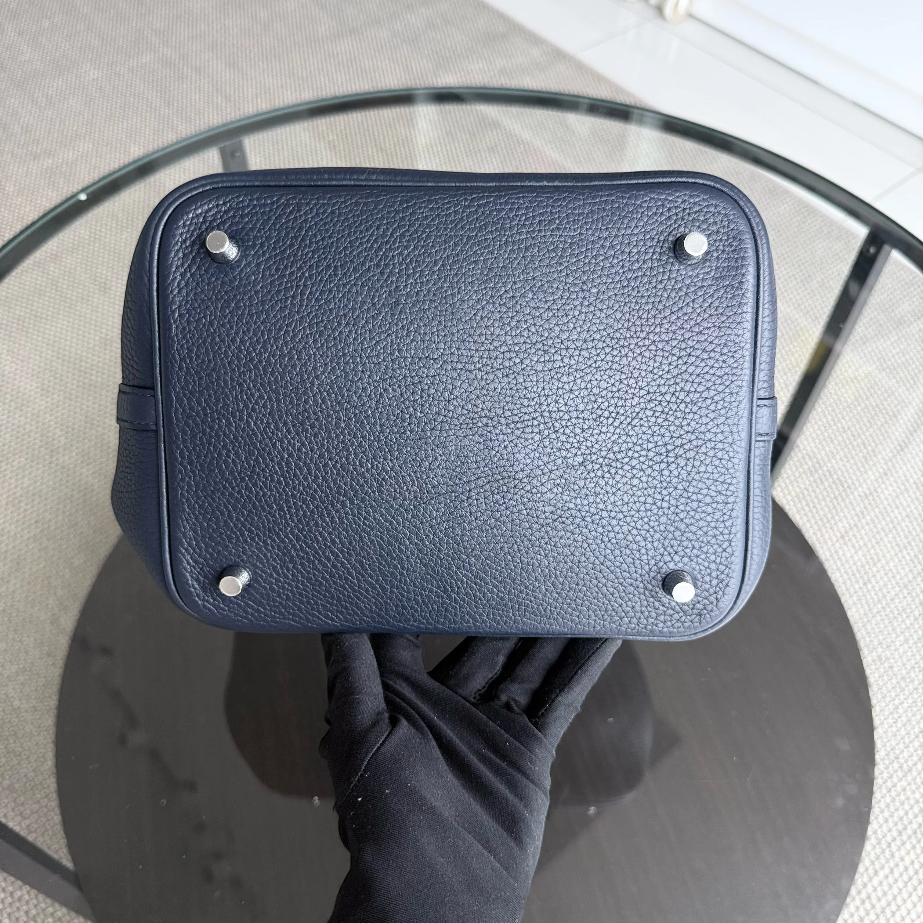 Hermes Picotin 22 - Midnight Blue Clemence Leather Silver Hardware Stamp X