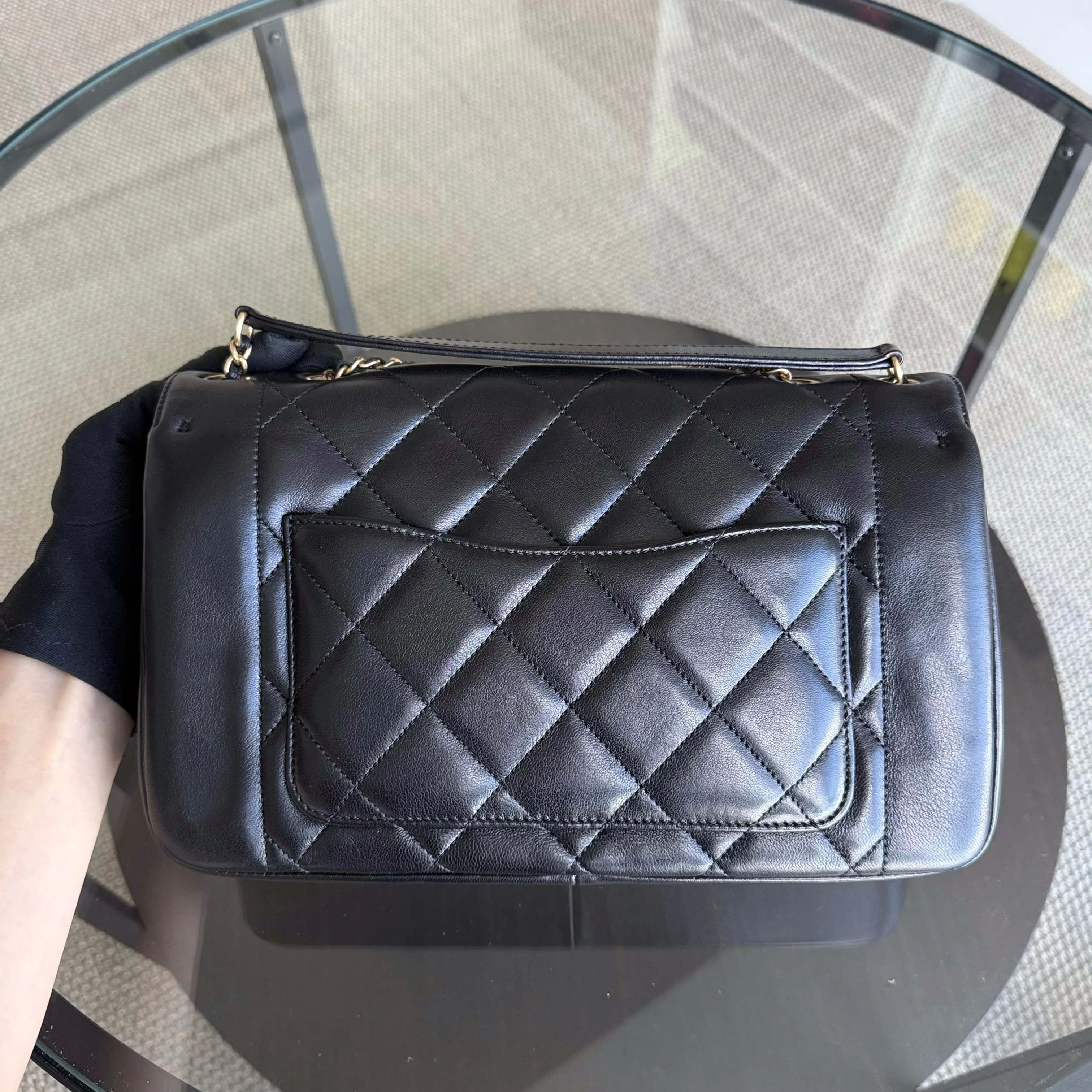 Chanel Diana Reissue - Quilted Lambskin 28CM Black Gold Hardware Series 20