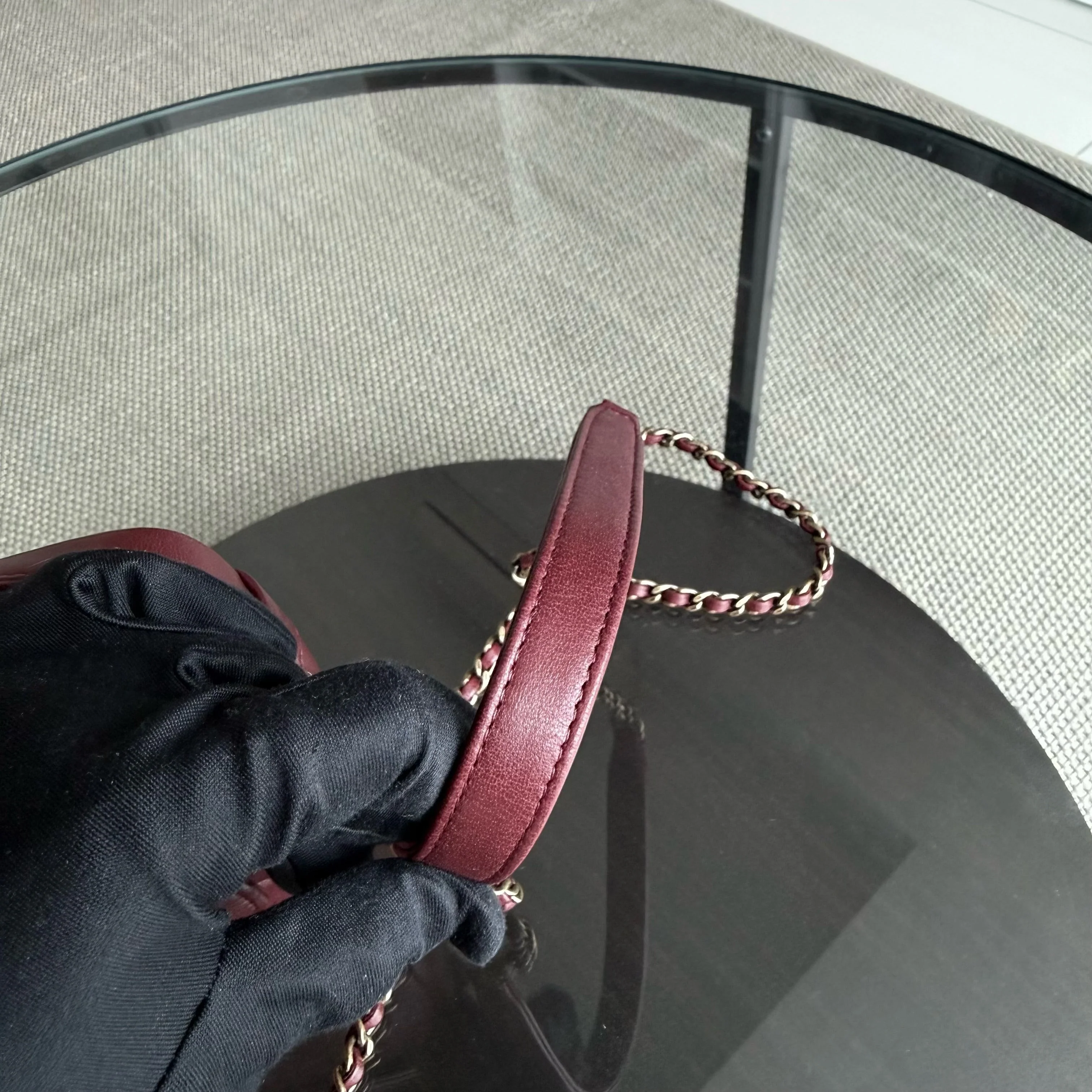 Chanel Flap - 22CM Chevron Calfskin Burgundy Gold Hardware Series 22