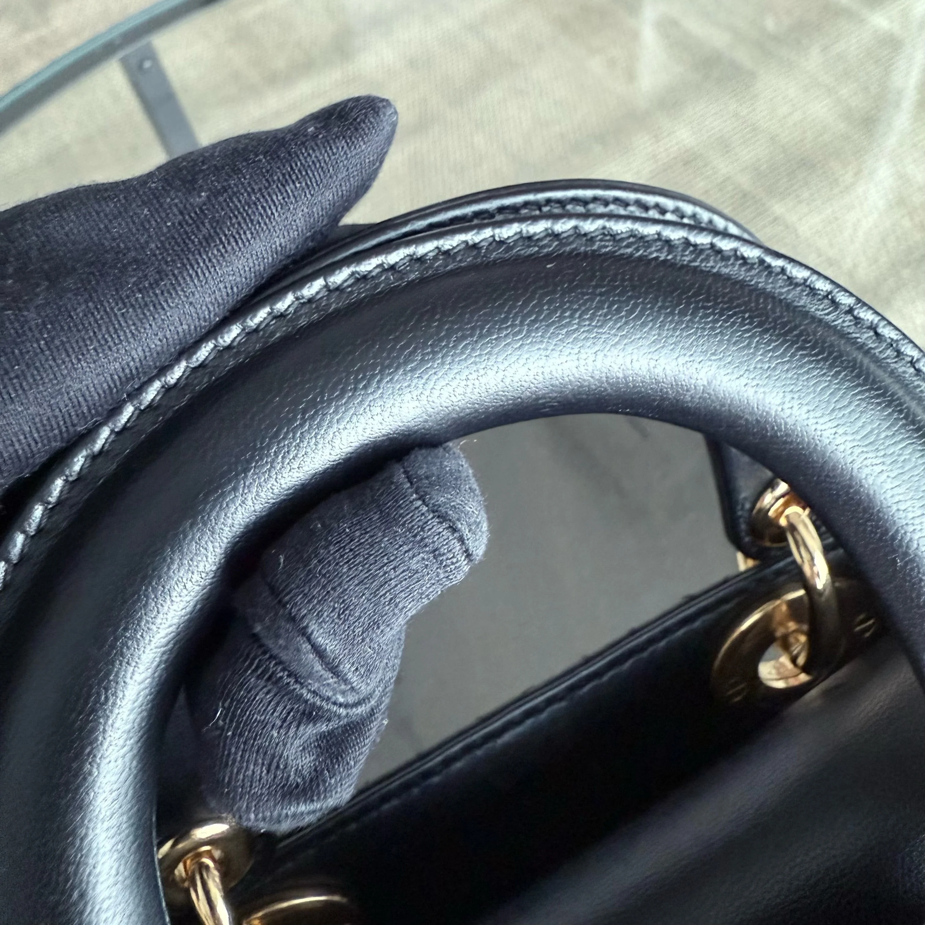 Dior Lady Mini - Cannage Lambskin Black Gold Hardware Adjustable Strap