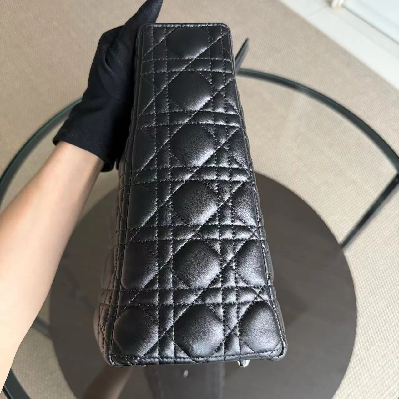 *Recolored* Dior Lady Large - Cannage Lambskin Black Silver Hardware