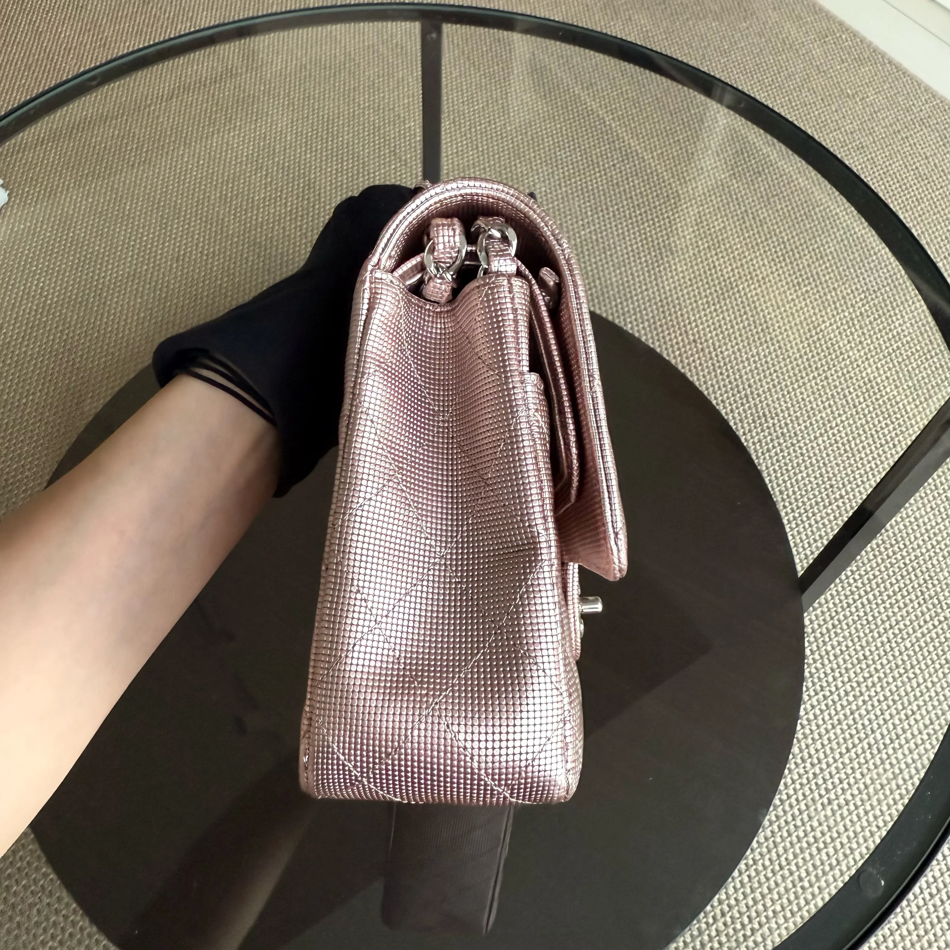 Chanel Classic Flap Medium - Pixelated Calfskin Metallic Pink Silver Hardware Series 21