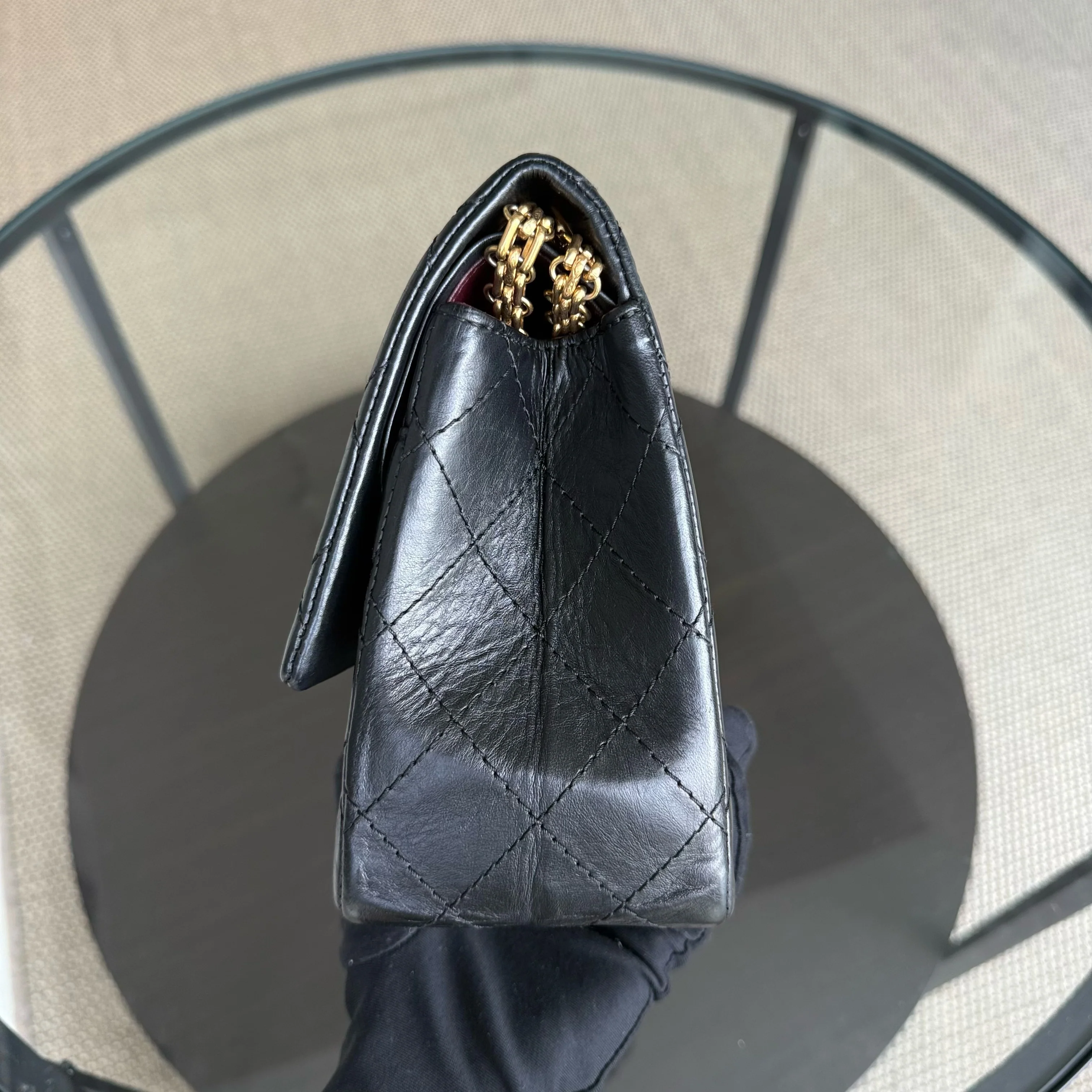 Chanel 2.55 Reissue 226 - Quilted Aged Calfskin Black Gold Hardware Series 15