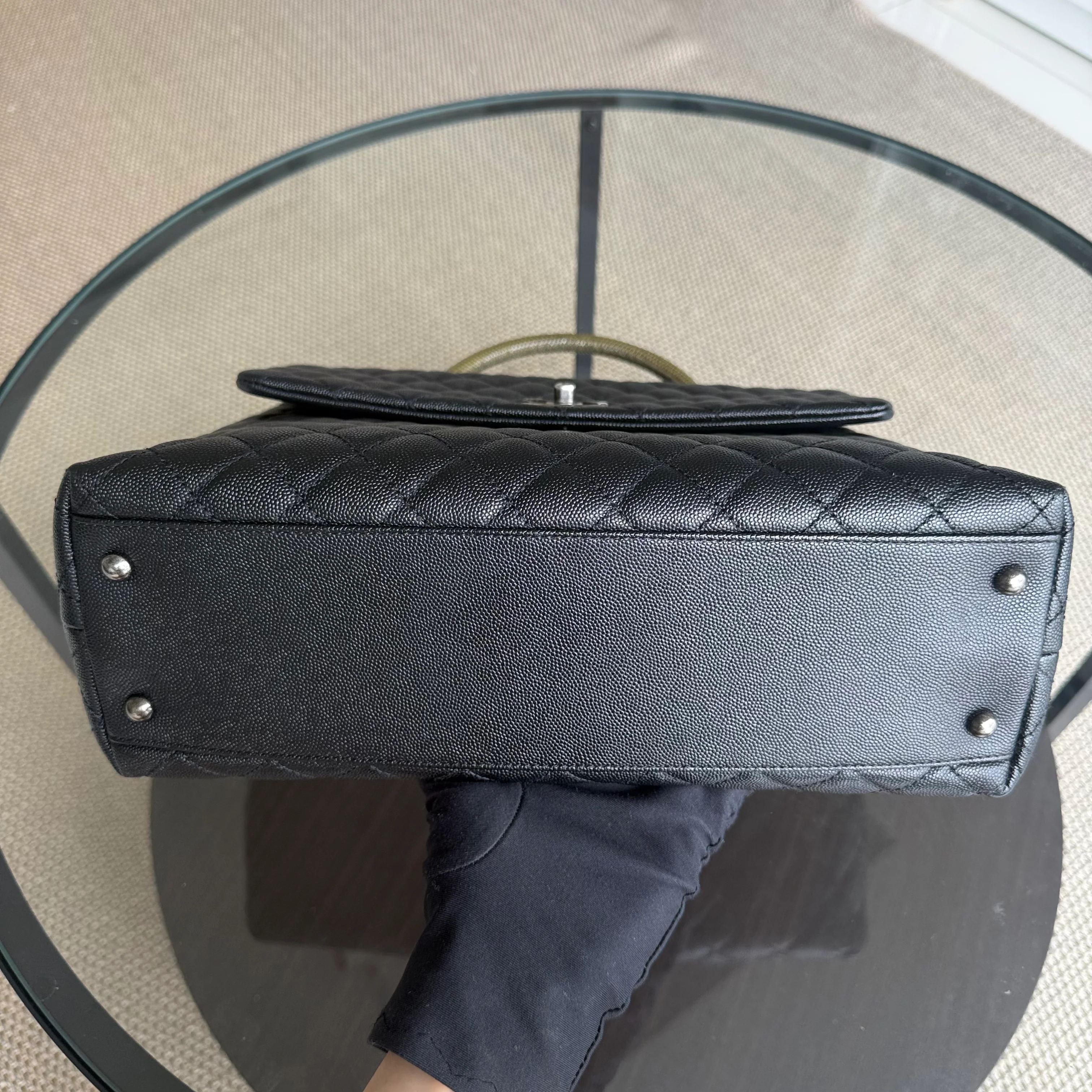 Chanel Coco Handle Large - Caviar 34CM Quilted Black Ruthenium Silver Hardware Series 23