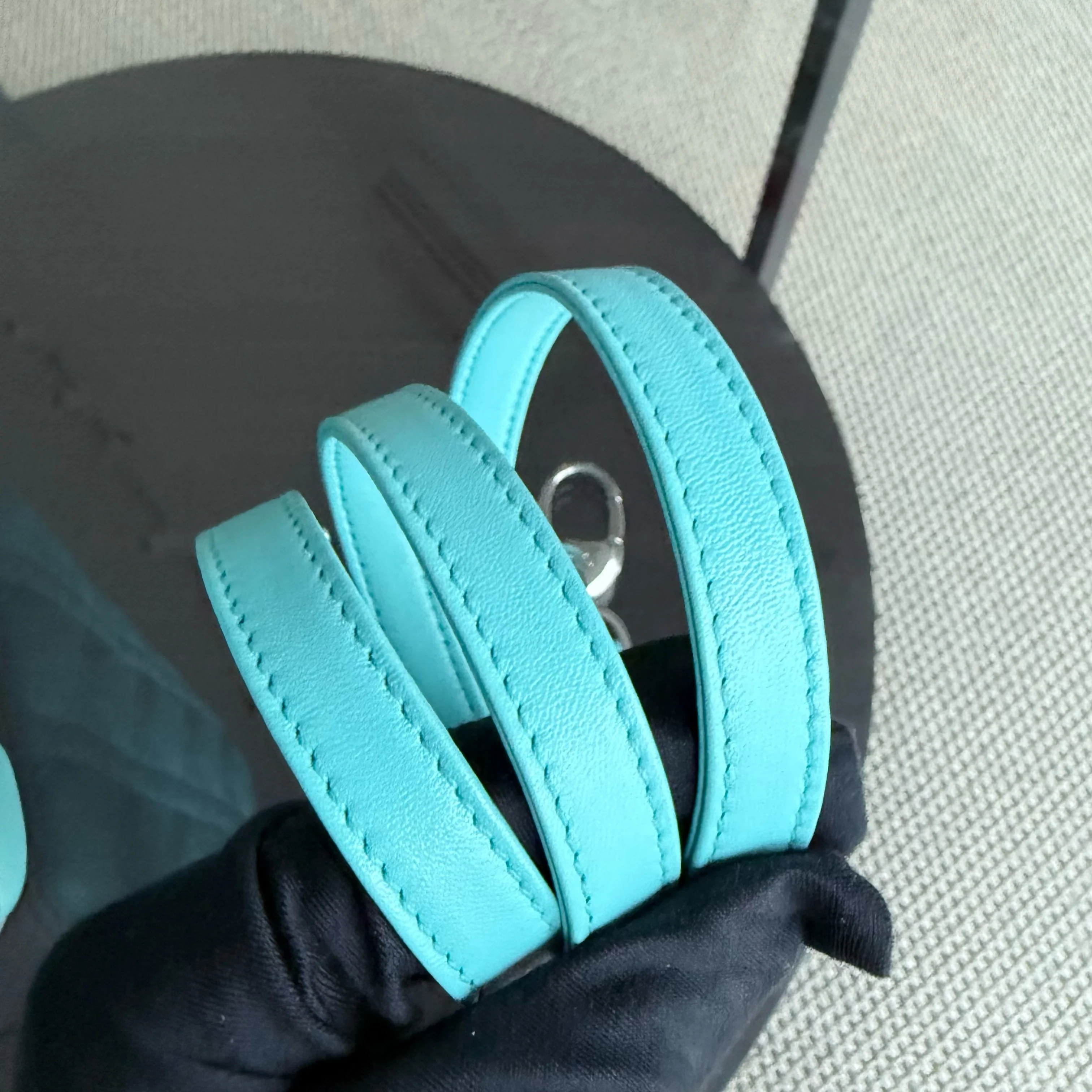 Dior Lady Medium - Cannage Lambskin Bi-Color Cyan Grey Gray Silver Hardware