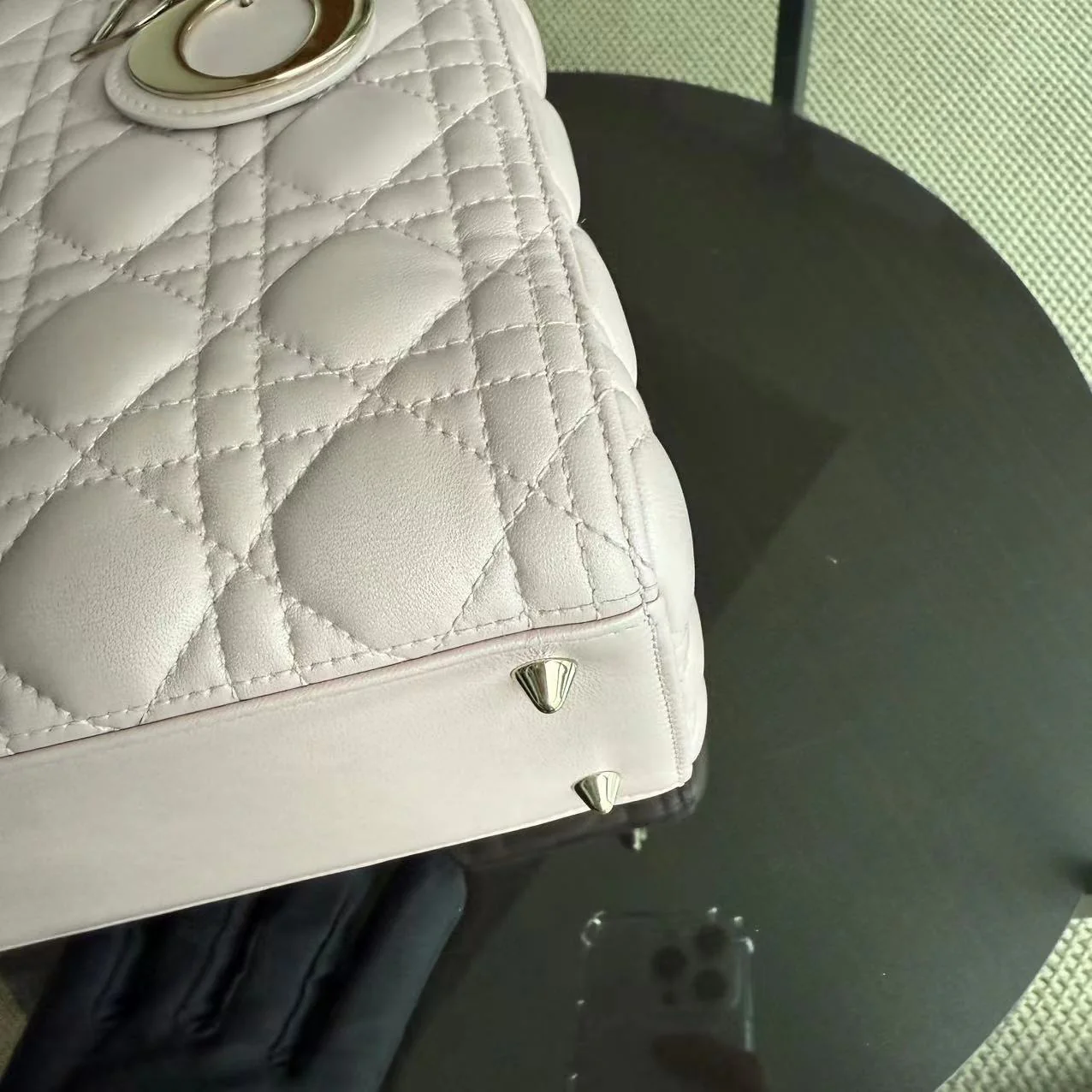 *Adjustable Strap* Dior Lady Medium - Iridescent Cannage Lambskin Light Pink Golden Hardware