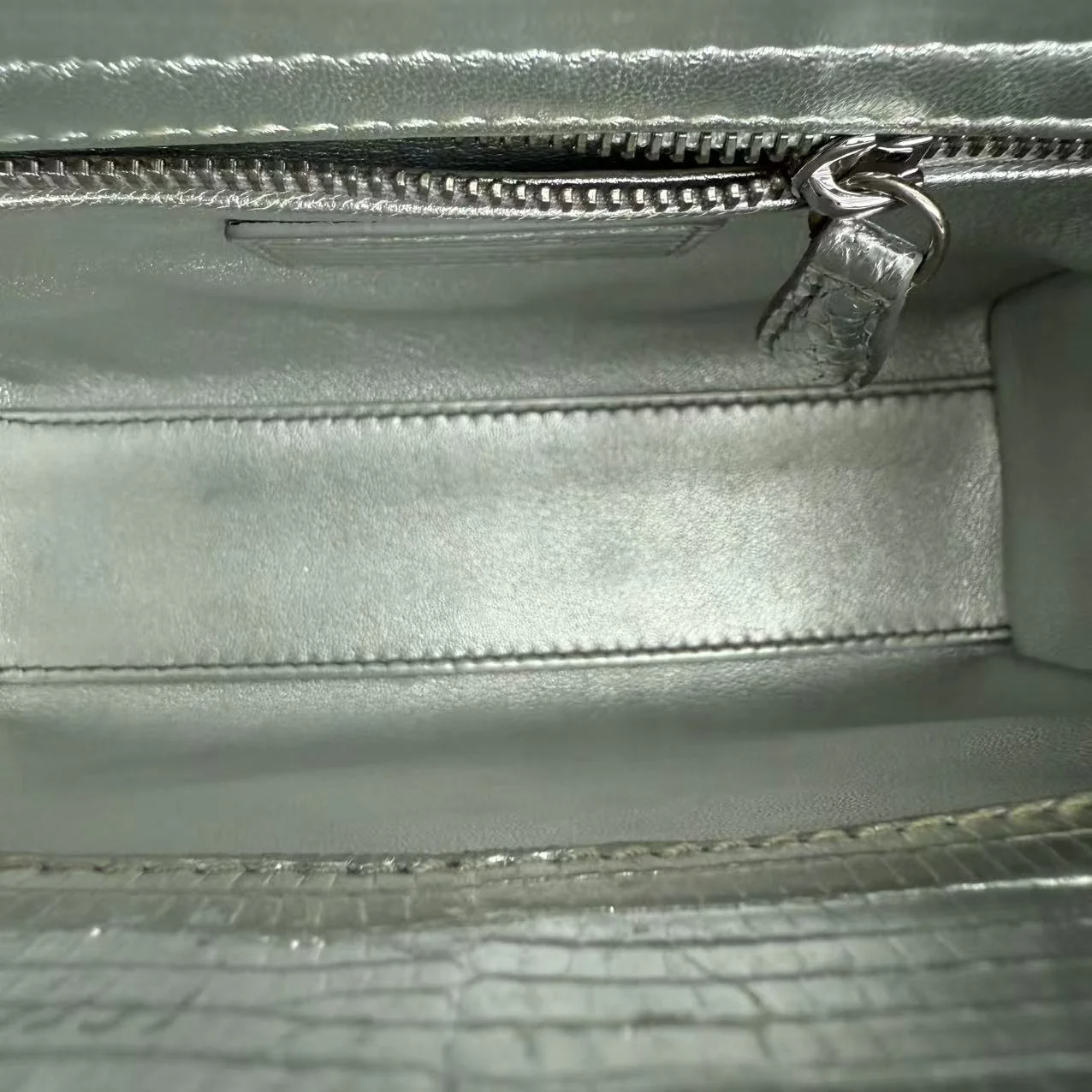 *Rare* Dior Lady Mini - Lizard Silver Metallic Limited Edition Chain Strap Silver Hardware