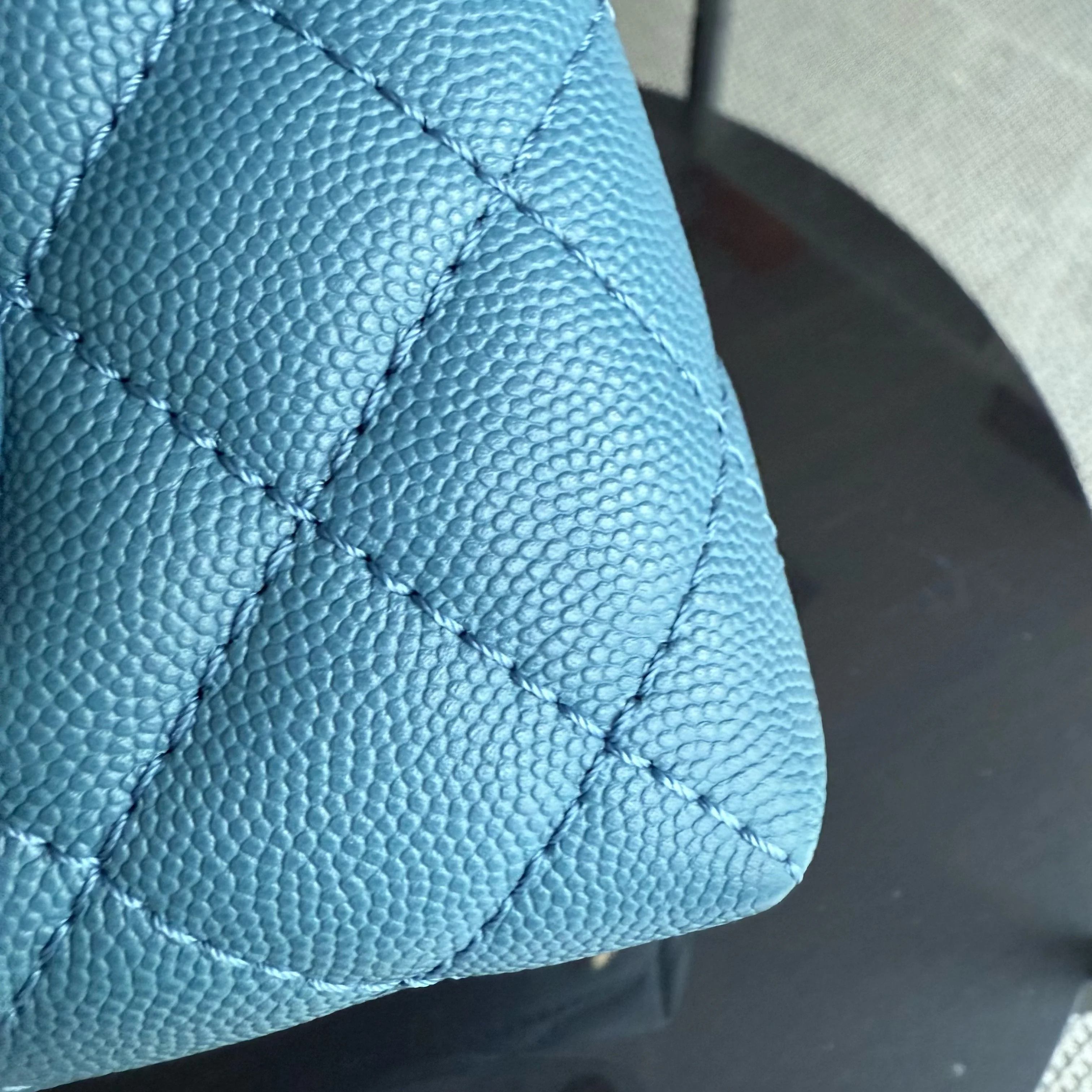 Chanel Coco Handle Small - Caviar 25CM Quilted Blue Gold Hardware Series 25