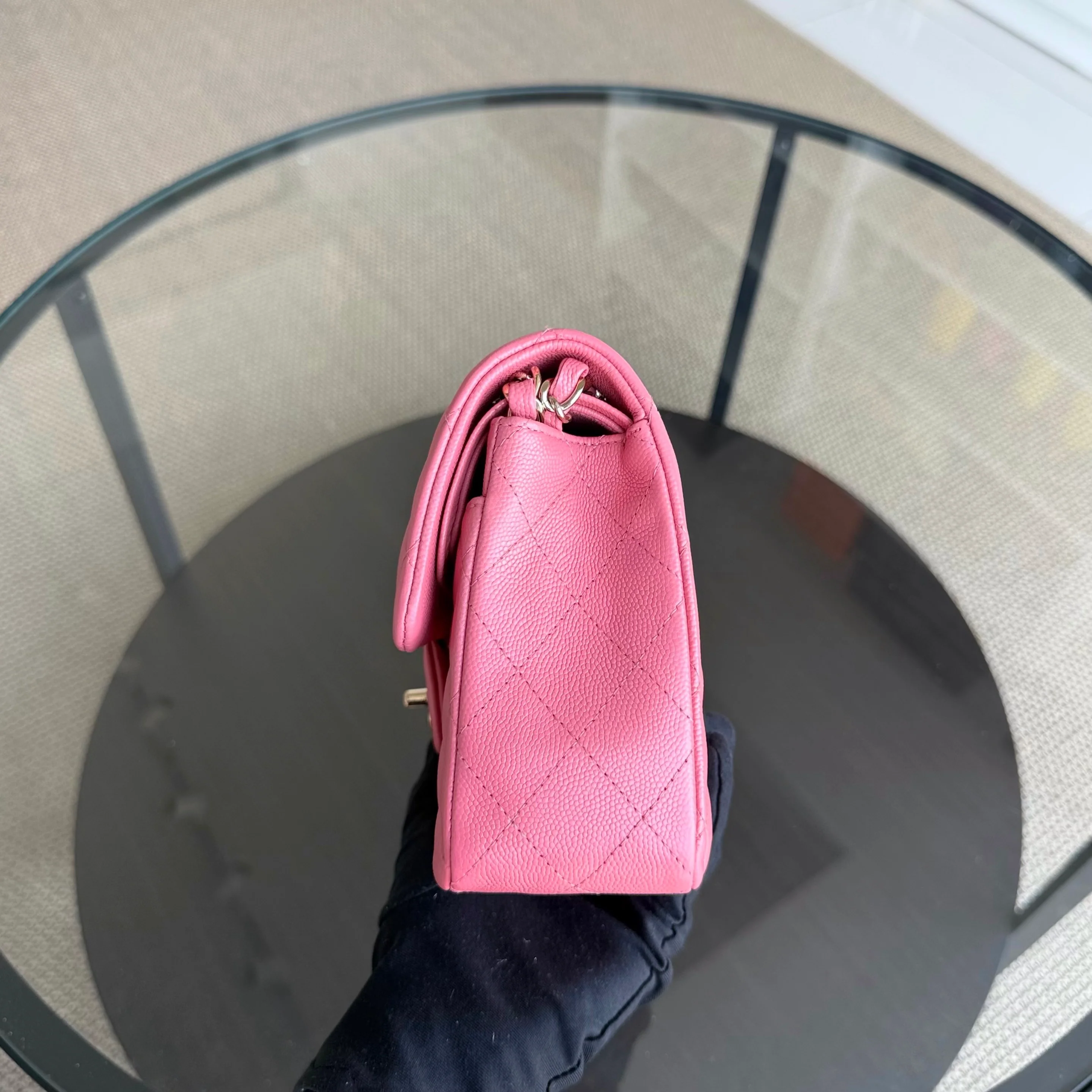 Chanel Classic Flap Small - Caviar 23CM Quilted Grained Calfskin Pink Gold Hardware Series 28