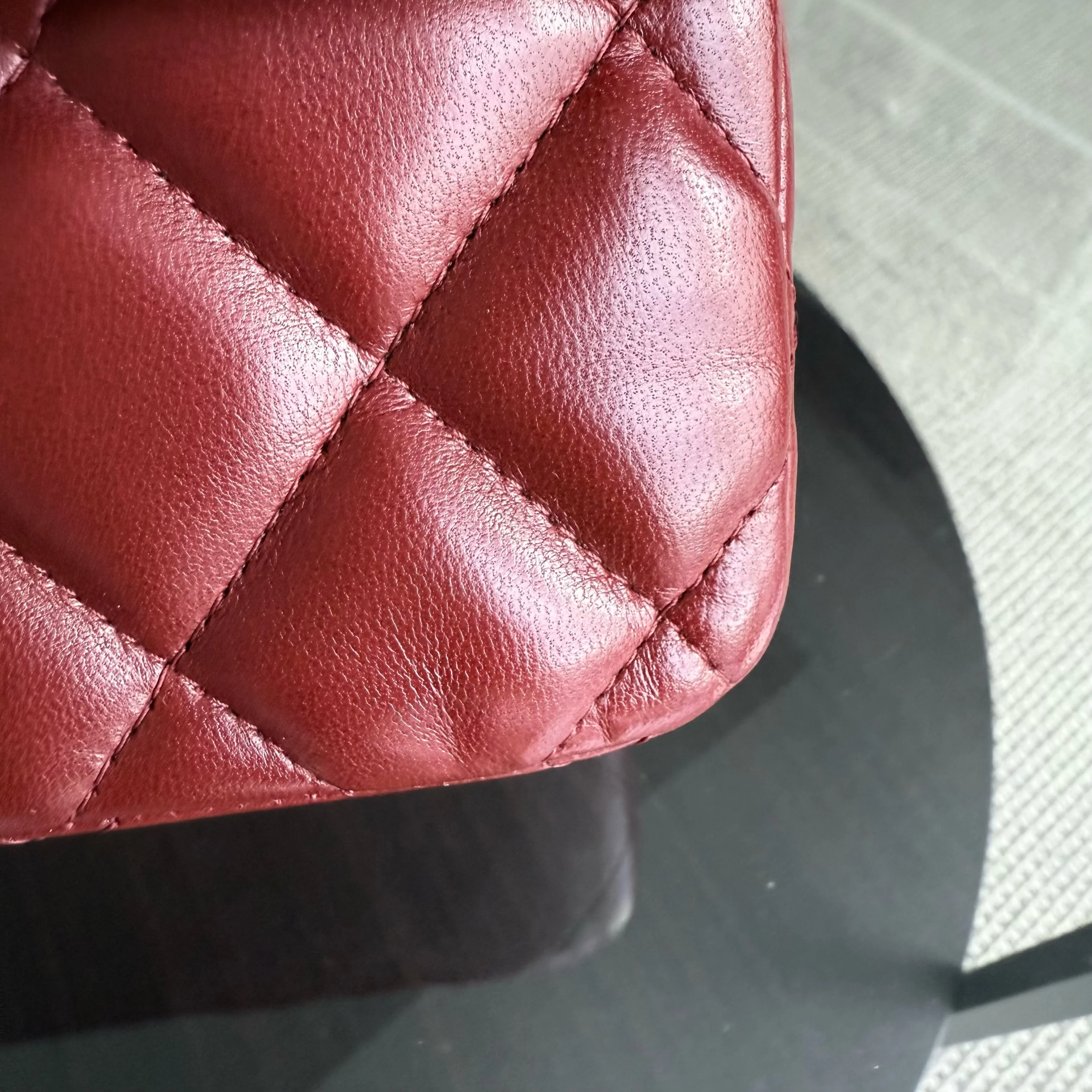 Chanel Classic Flap Jumbo - Double Flap 30CM Quilted Lambskin Dark Red Silver Hardware Series 15