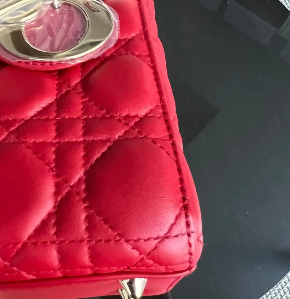 Dior Lady Small Flap - Cannage Lambskin Red Gold Hardware