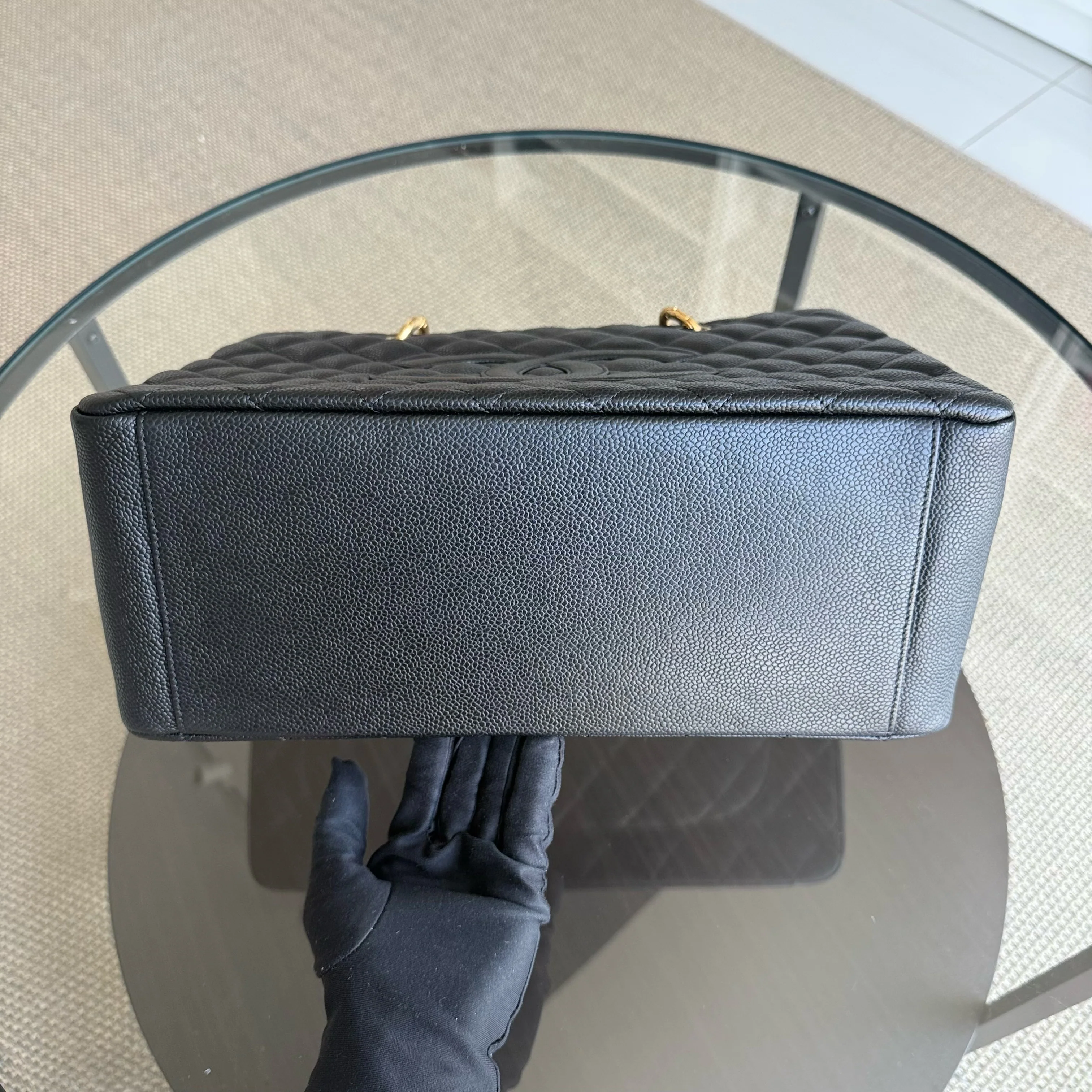 Chanel GST Grand Shopping Tote - Caviar Quilted Grained Calfskin Black Gold Hardware Series 13