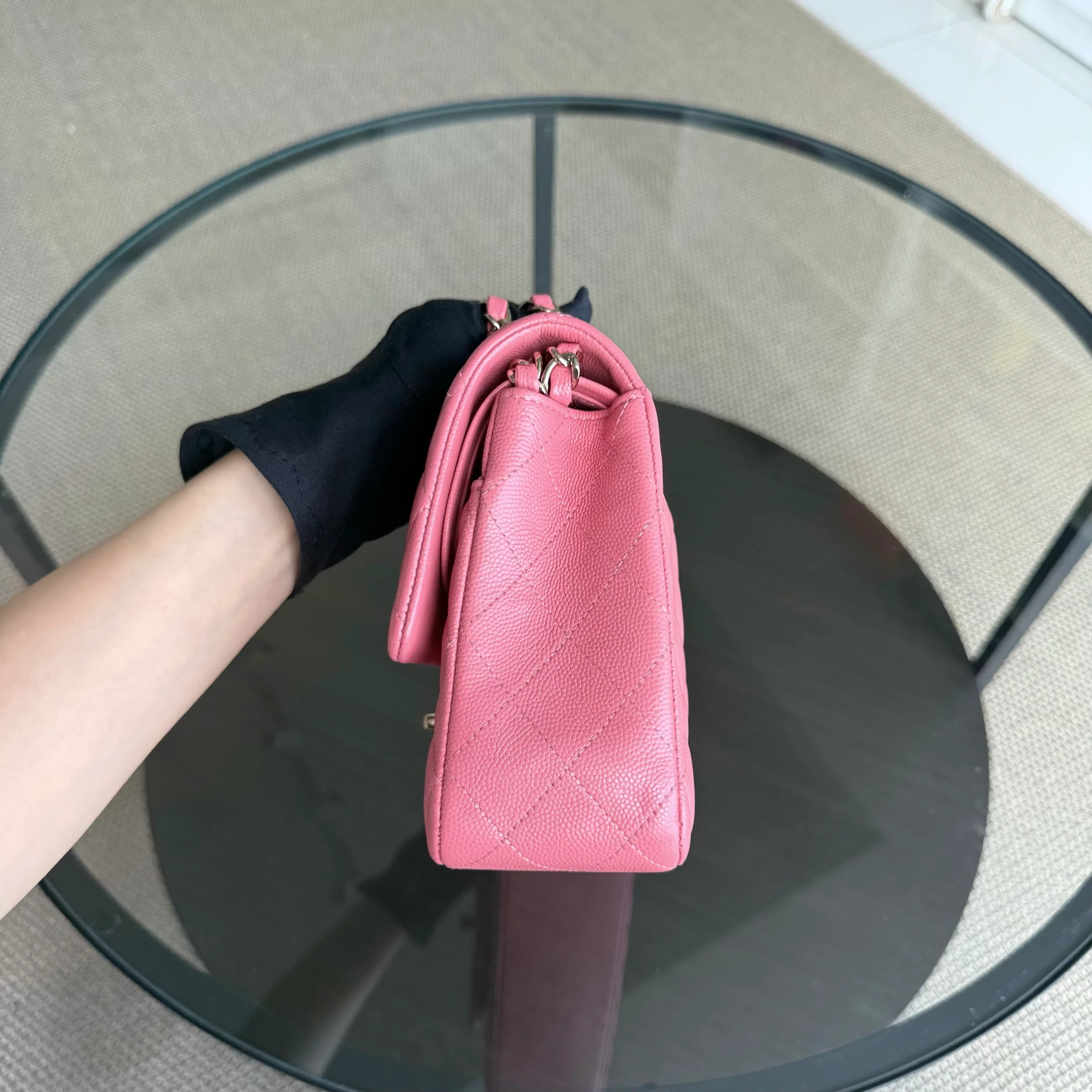 Chanel Classic Flap Medium - Caviar 25CM Quilted Grained Calfskin Pink Gold Hardware Series 28