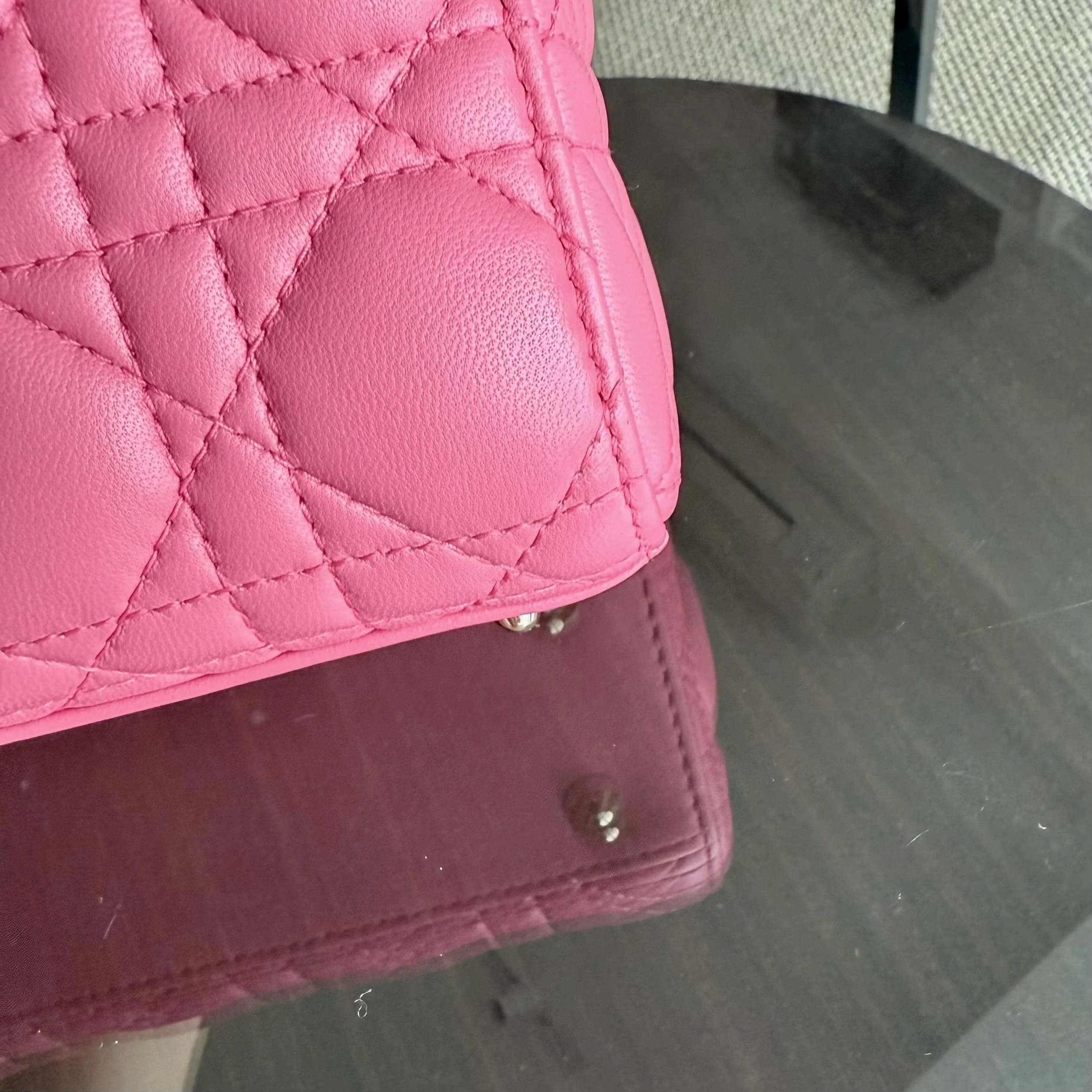 Dior Lady Small - Cannage Lambskin Barbie Pink Gold Hardware