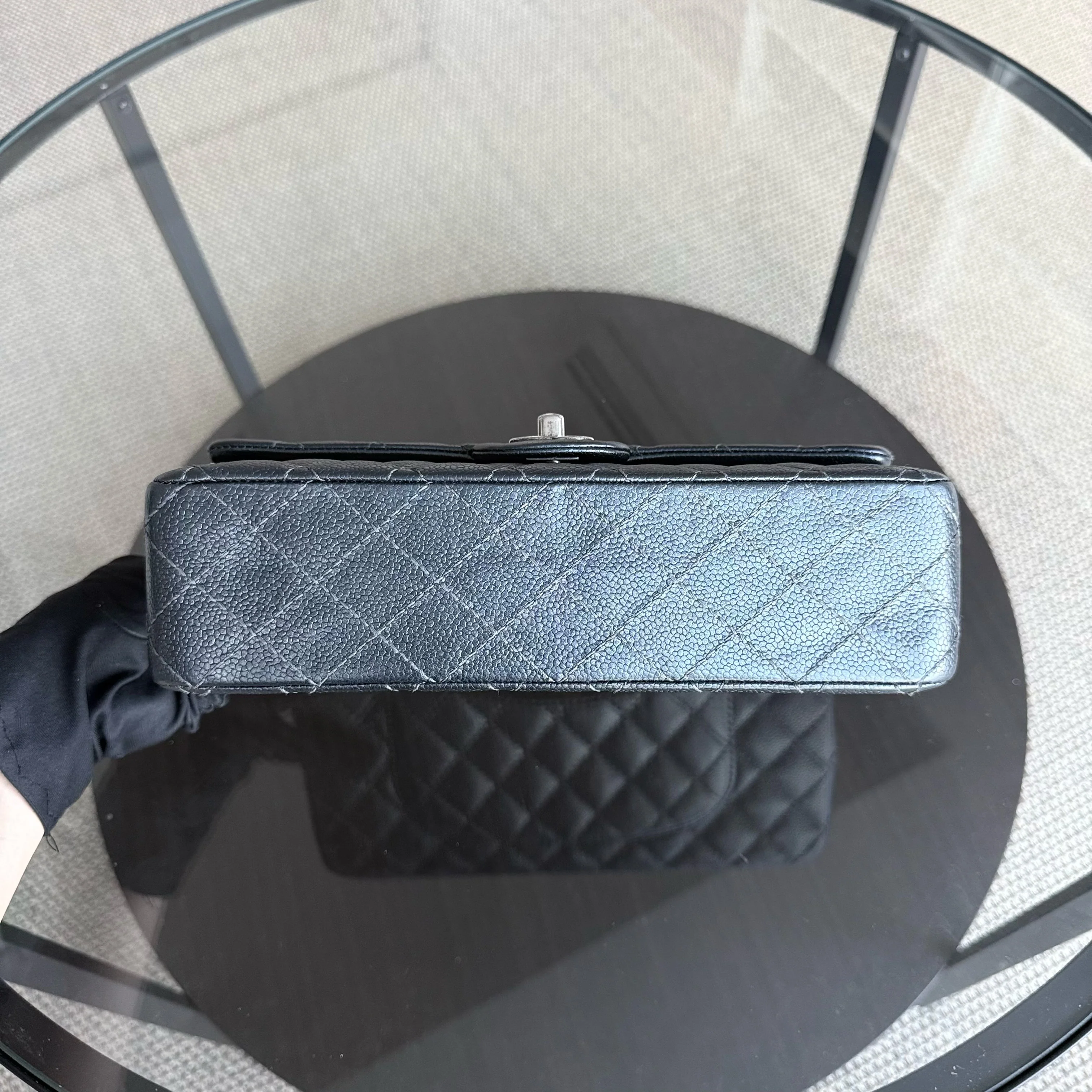 Chanel Classic Flap Medium - Caviar 25CM Quilted Grained Calfskin Dark Gray Silver Hardware Series 20