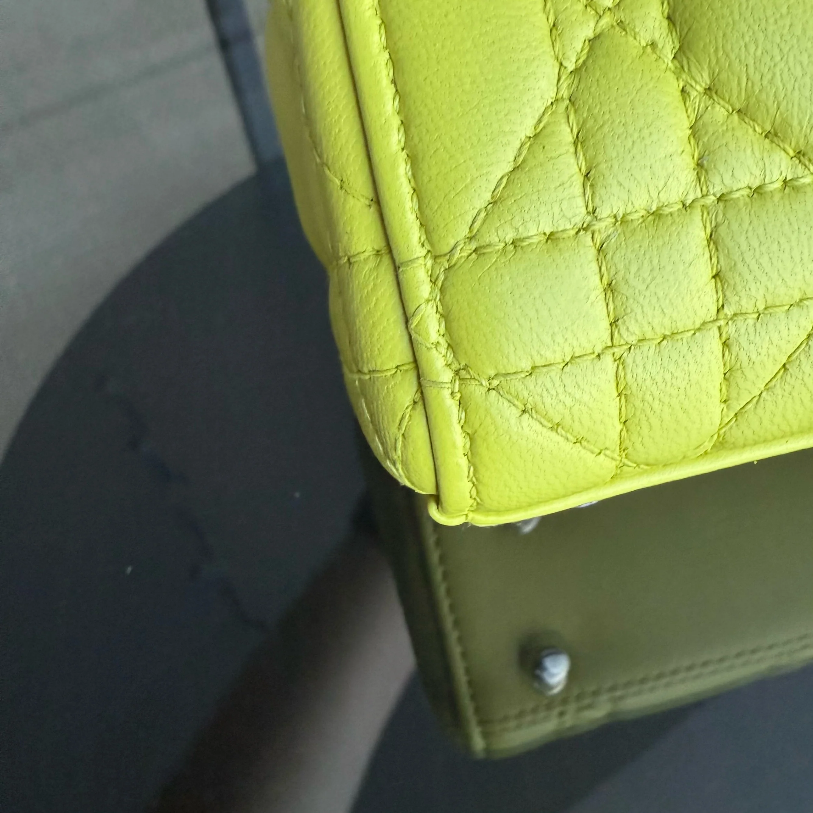 Dior Lady Mini - Cannage Lambskin Yellow Silver Hardware Adjustable Strap