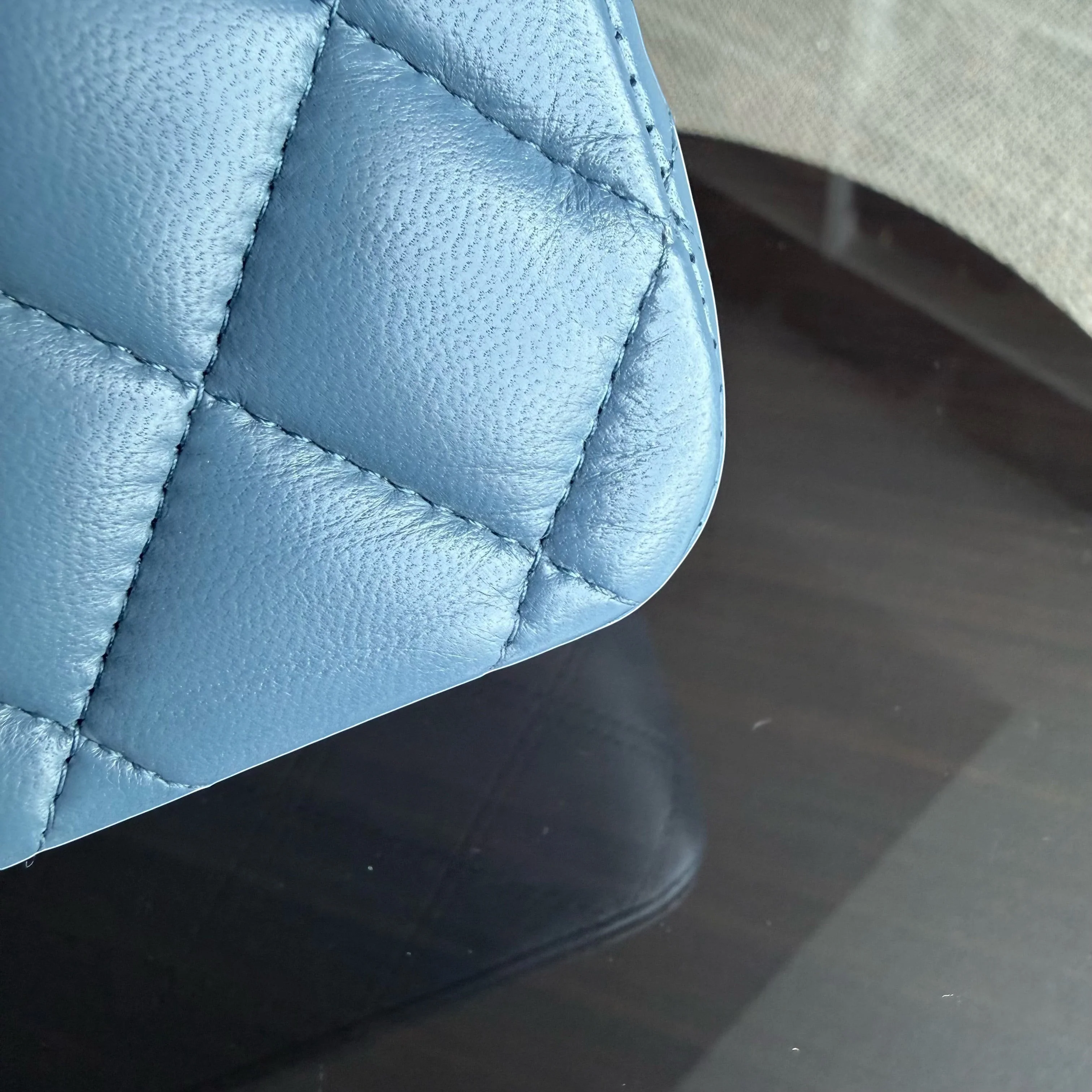 Chanel Classic Flap Medium - 25CM Quilted Lambskin Blue Silver Hardware Series 17