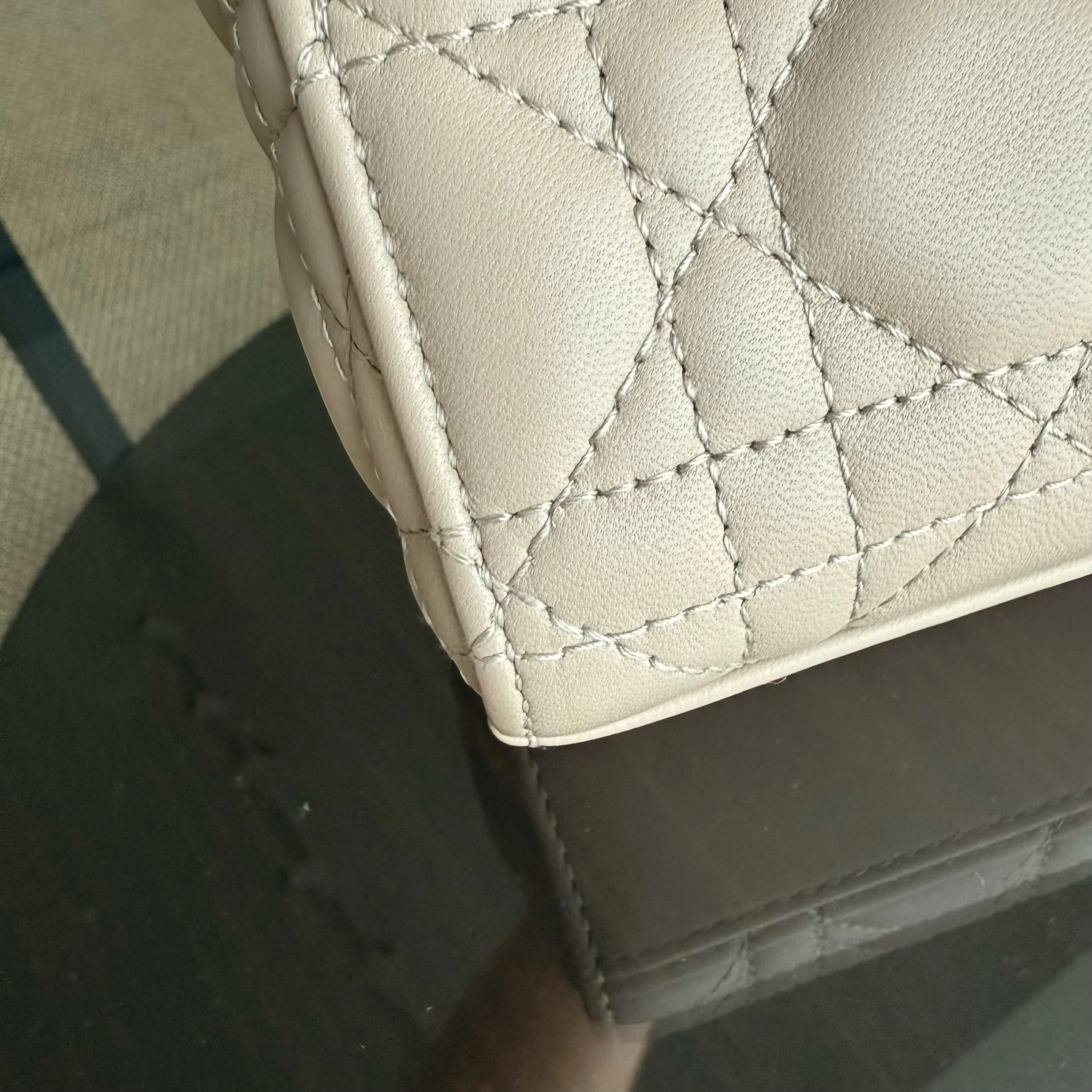 Dior D-Joy Medium Cannage Lambskin Beige Golden Hardware Shoulder Bag