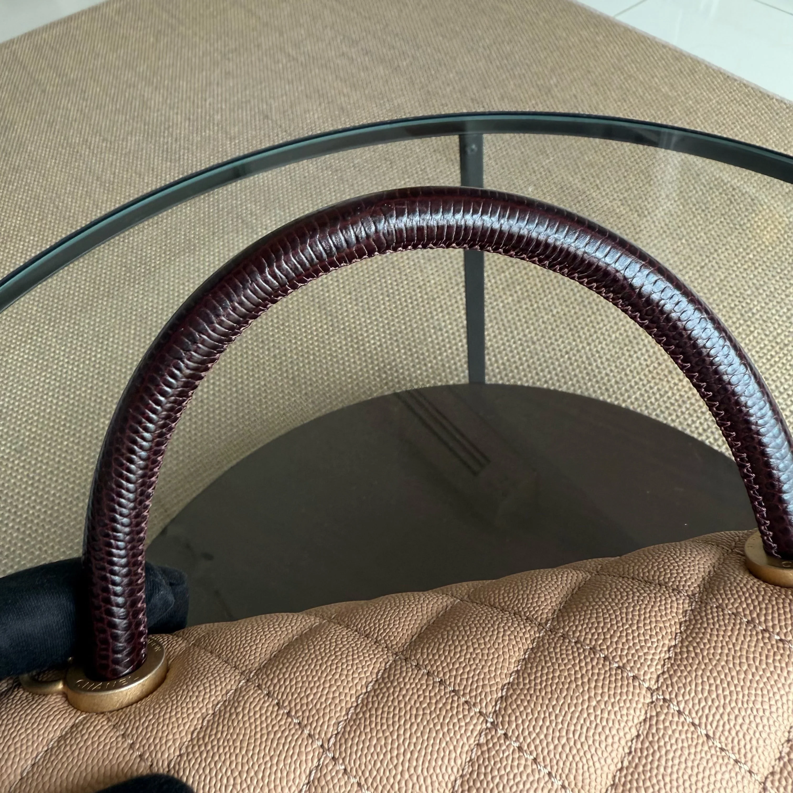 Chanel Coco Handle Medium - Caviar Quilted Beige Gold Hardware