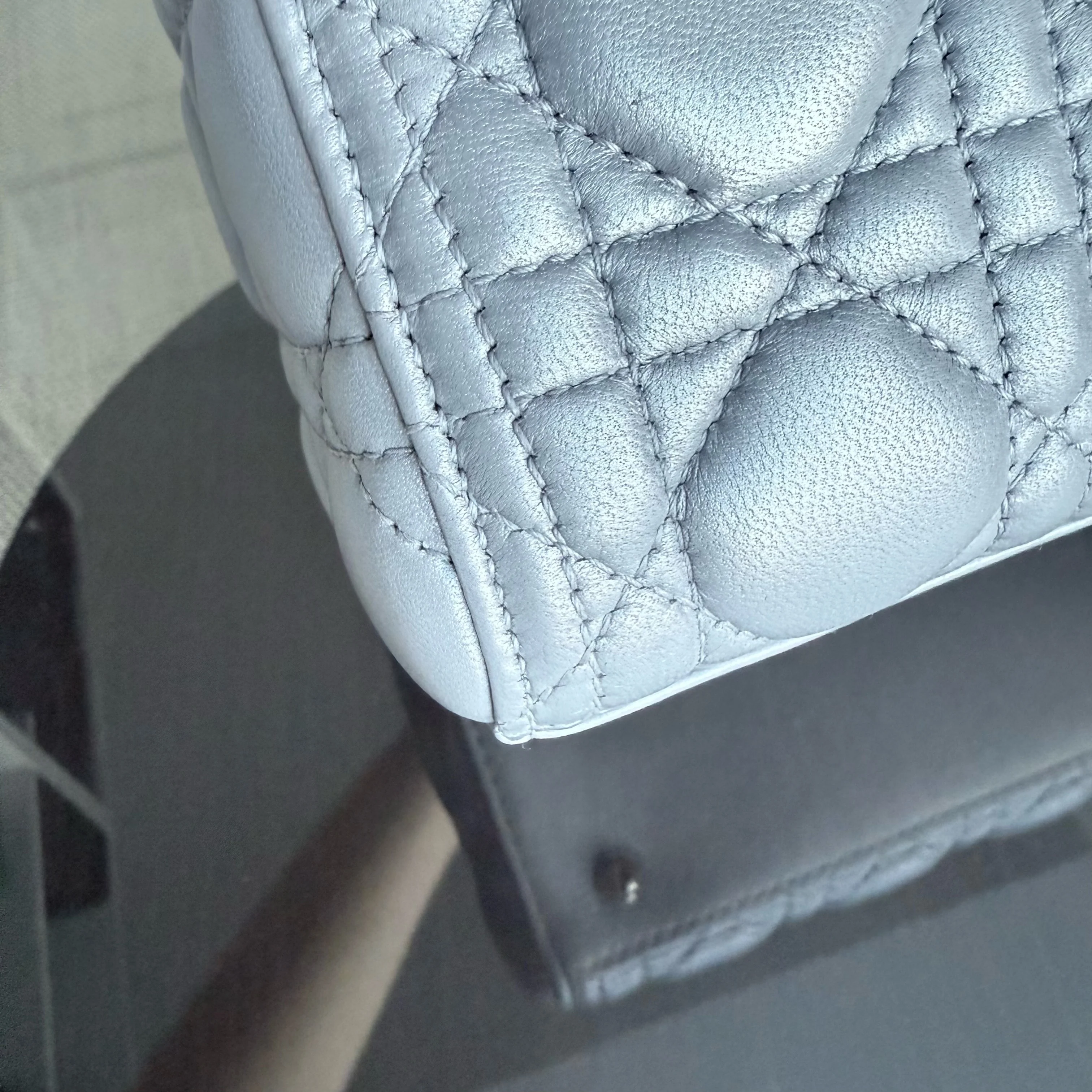 Dior Lady Medium - Canange Lambskin Gray Gold Hardware