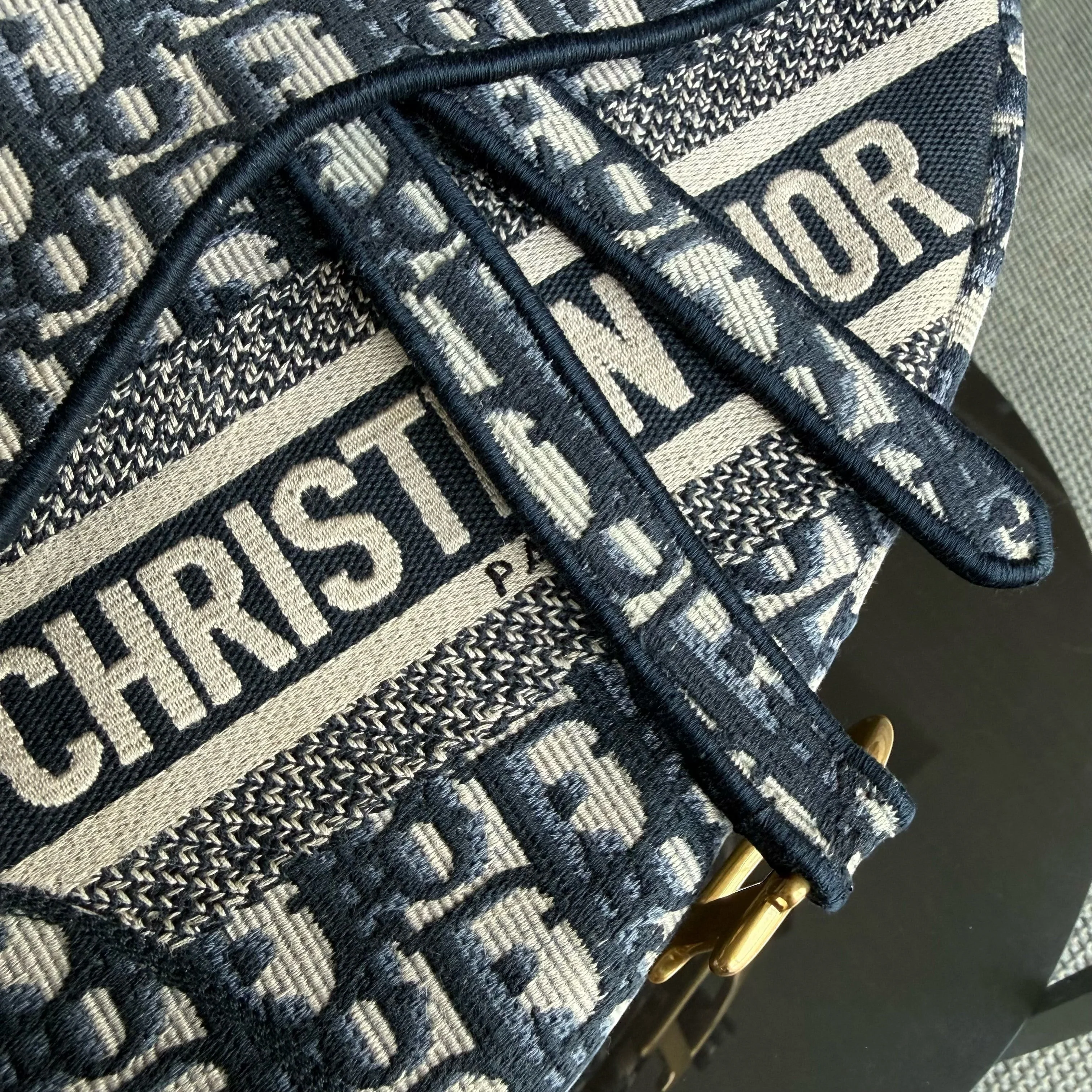 Dior Saddle Medium - Oblique Canvas Monogram Dark Blue Gold Hardware