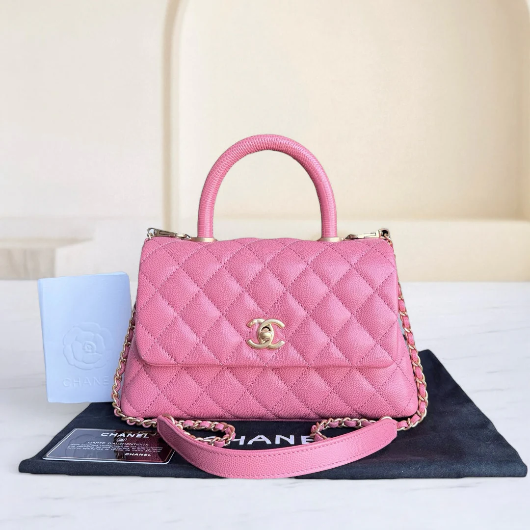 Chanel Coco Handle Small - Caviar Quilted Pink Gold Hardware Series 27